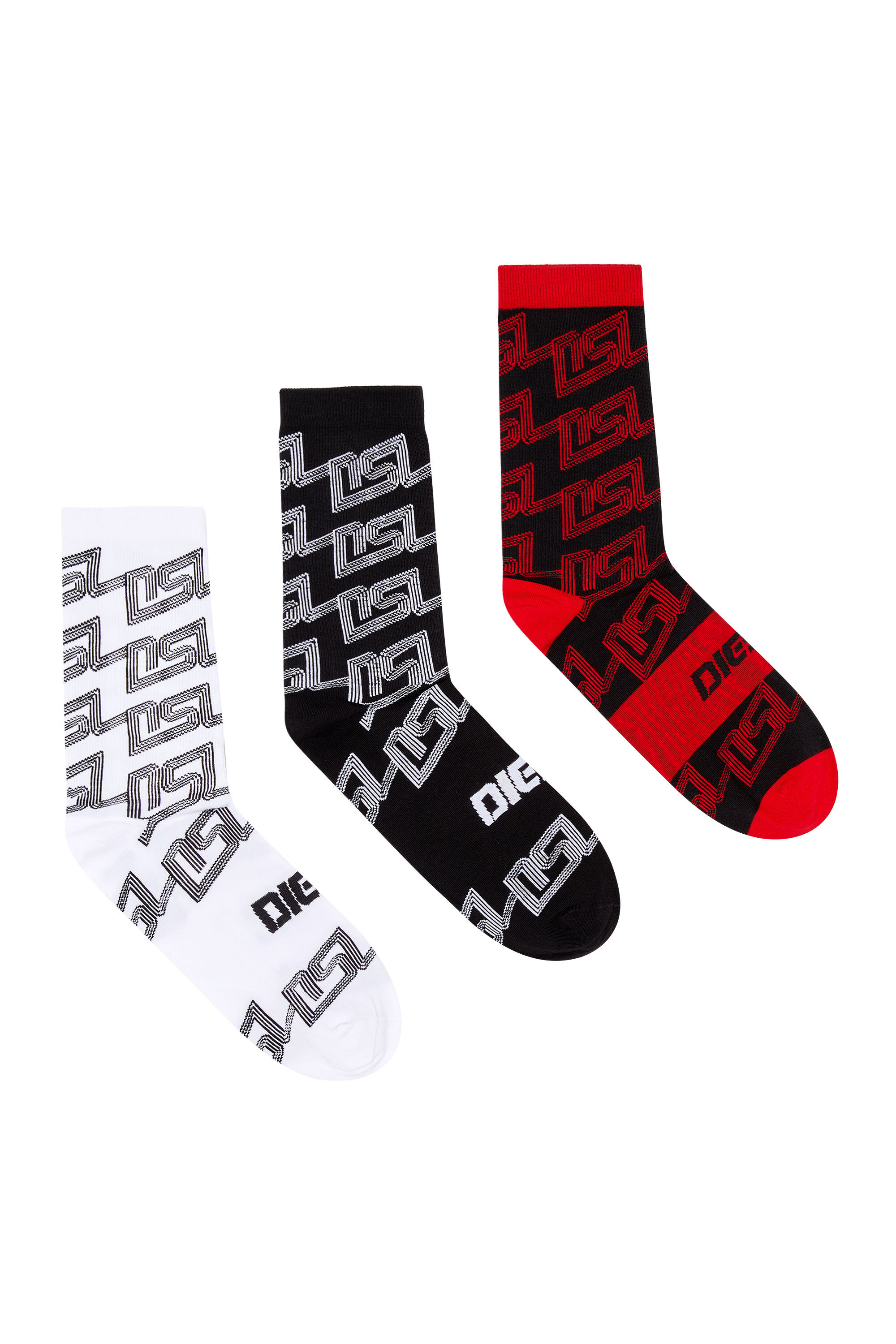 Diesel - SKM-RAY-THREEPACK, Man Three-pack of socks with all-over DSL logo in Multicolor - Image 1