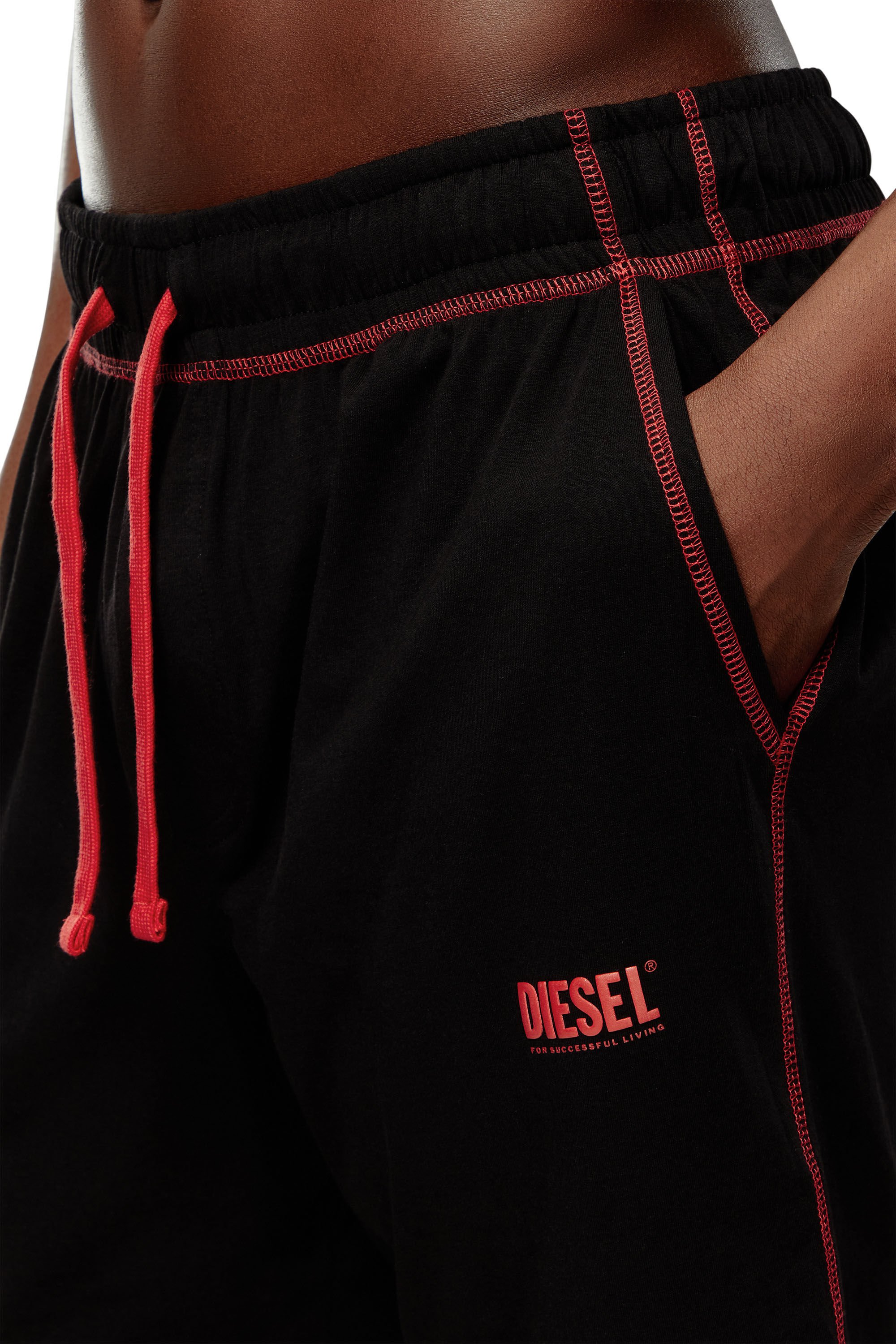 Diesel - UMSET-WILORT, Man Short pyjamas with contrast stitching in Black - Image 5