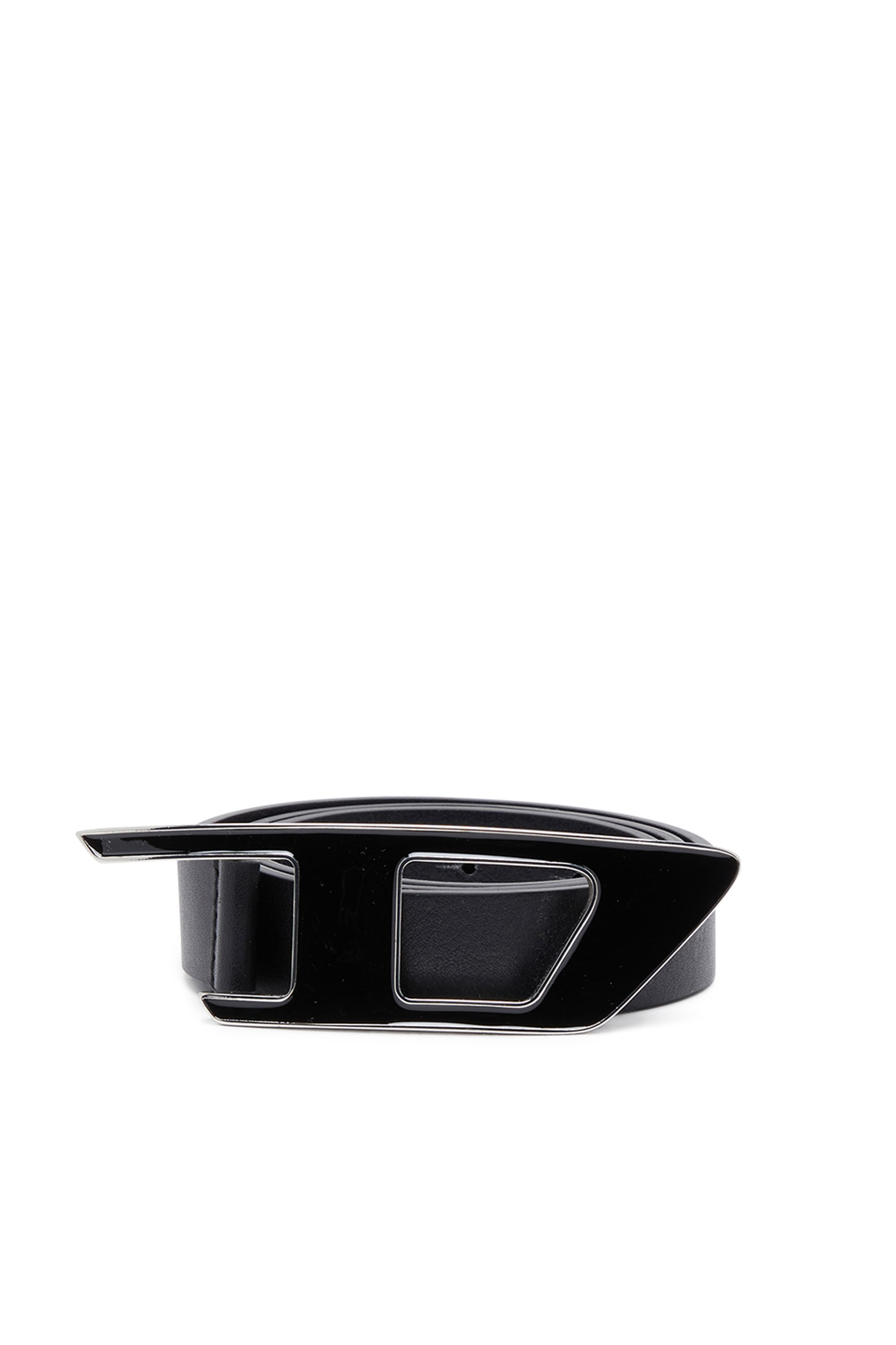 Diesel - B-DLOGO II, Woman Leather belt with enamelled D buckle in Black - Image 1