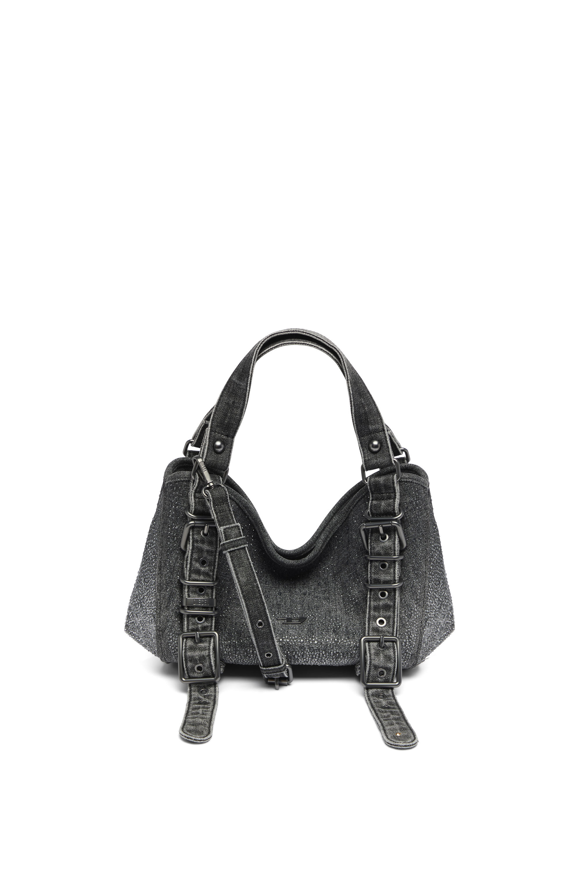 Diesel - D-ONE TOPHANDLE S, Woman's D-One-Small top-handle bag in crystal solarised denim in Black - 1