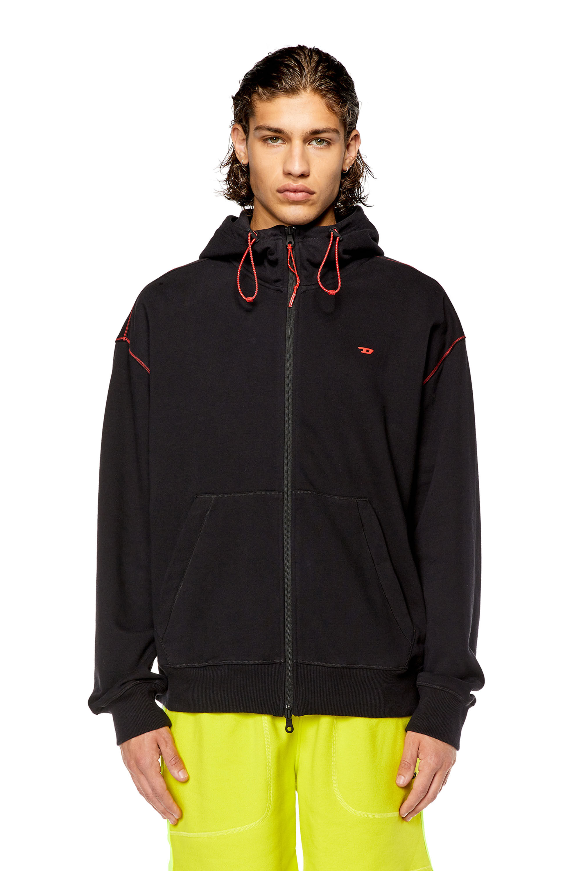 Diesel - AMST-DAVOS-HT23, Man Zip-up hoodie with reflective logo bands in Multicolor - Image 3