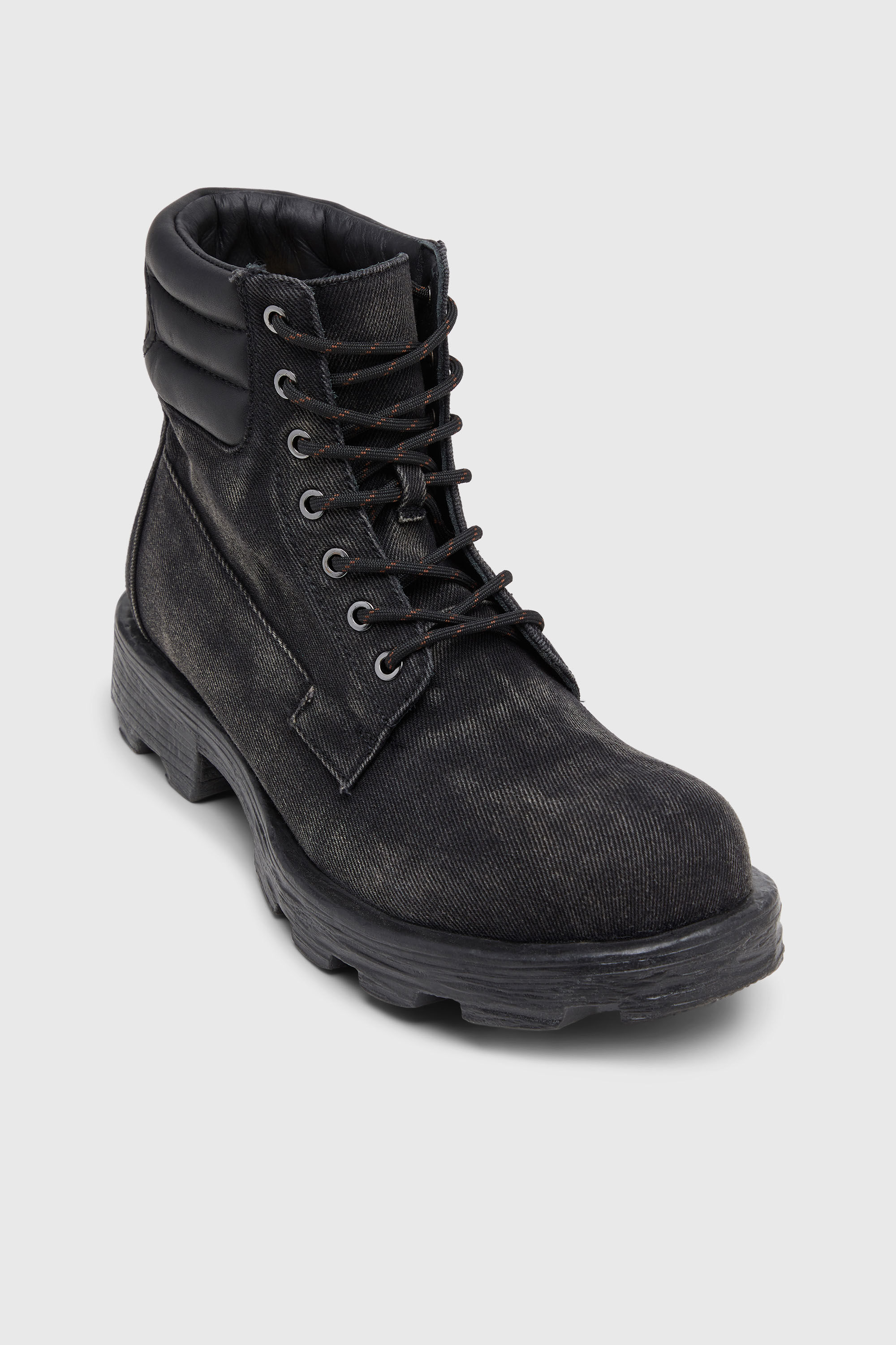 Diesel - D-HAMMER LACE UP, Man's D-Hammer-Combat boots in denim and leather in Black - 6