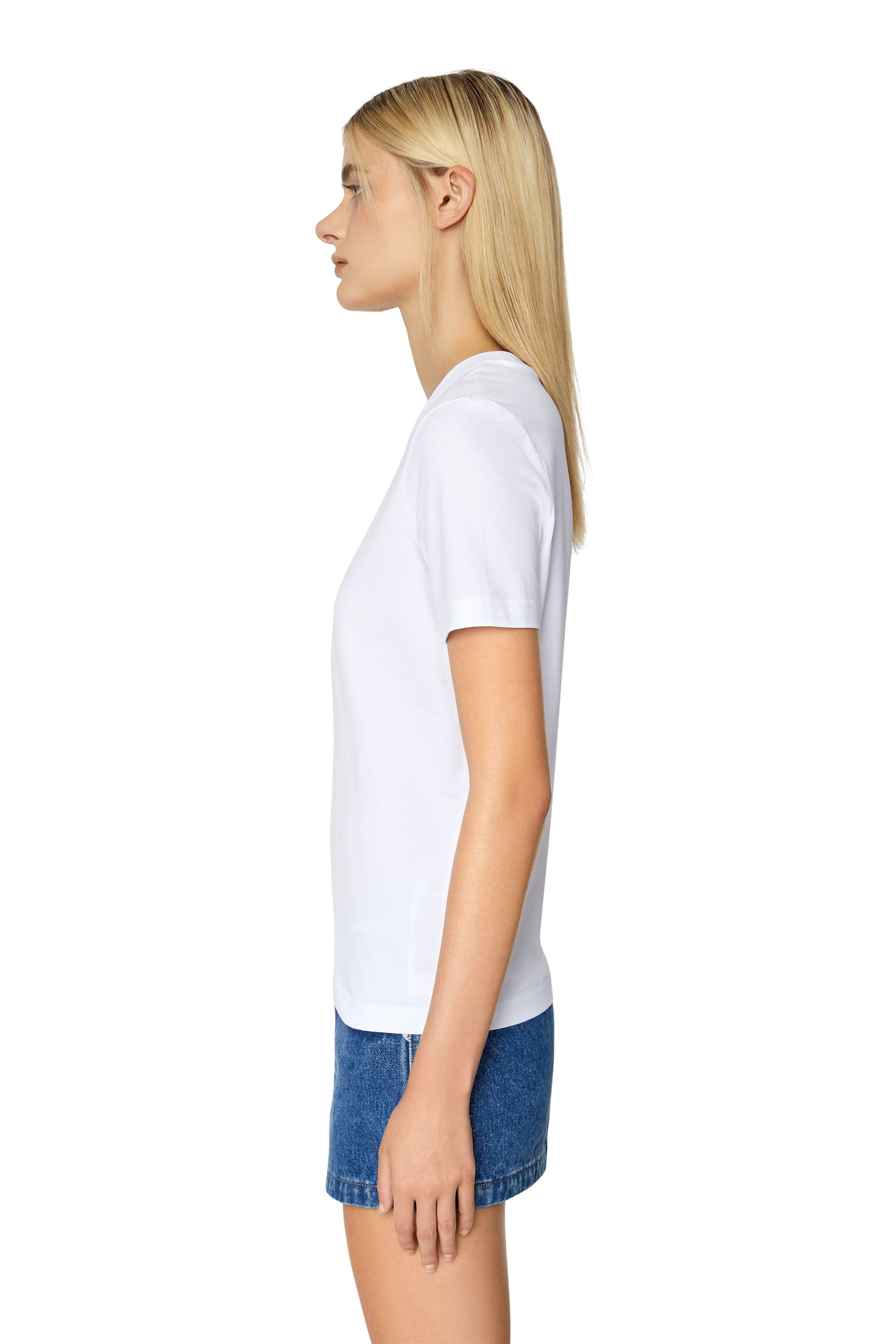 Diesel - T-REG-MICRODIV, Woman T-shirt with embroidered micro logo in White - Image 5