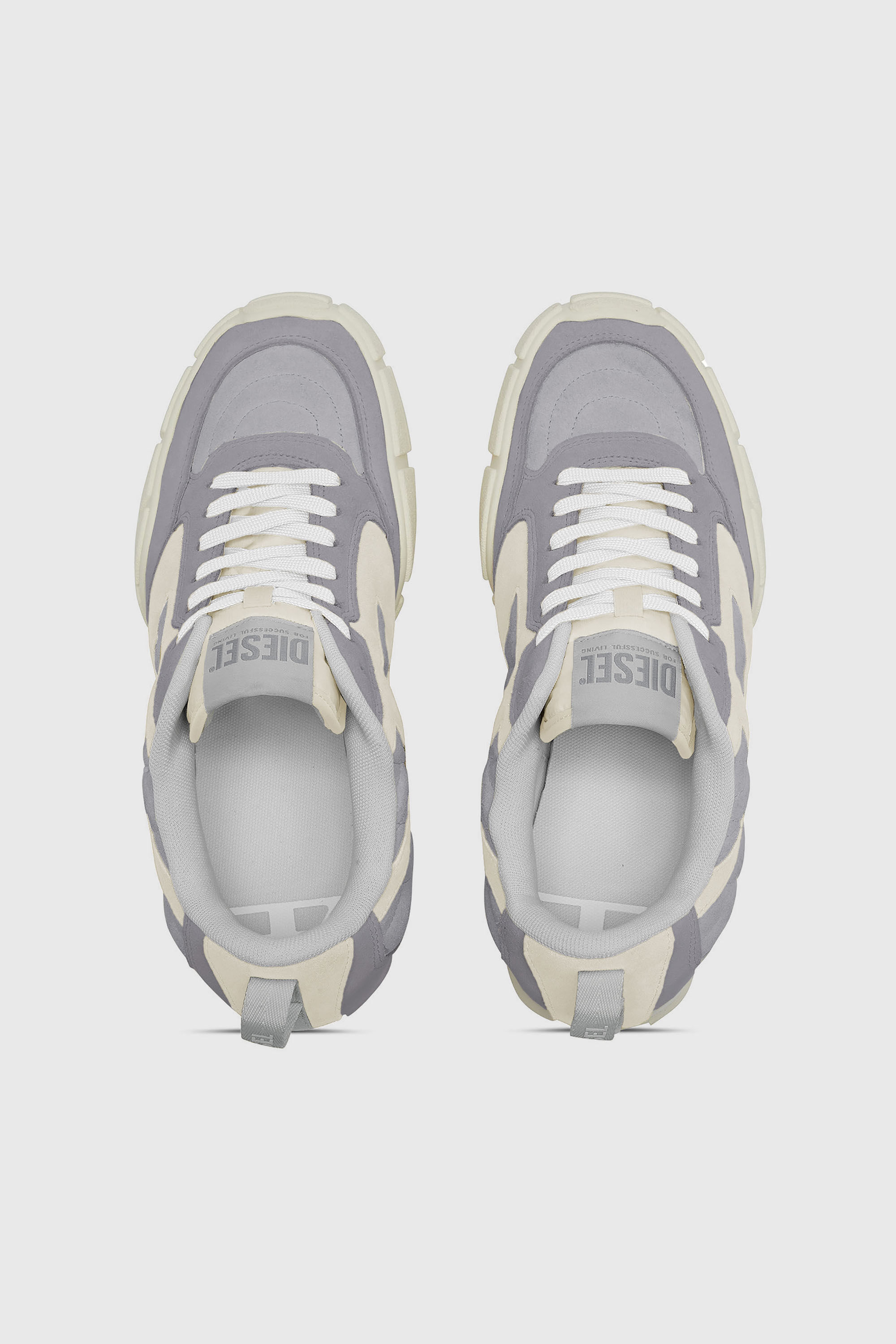 Diesel - S-PAGODHA LOW, Man's S-Pagodha-Quilted suede sneakers in Grey/White - 4