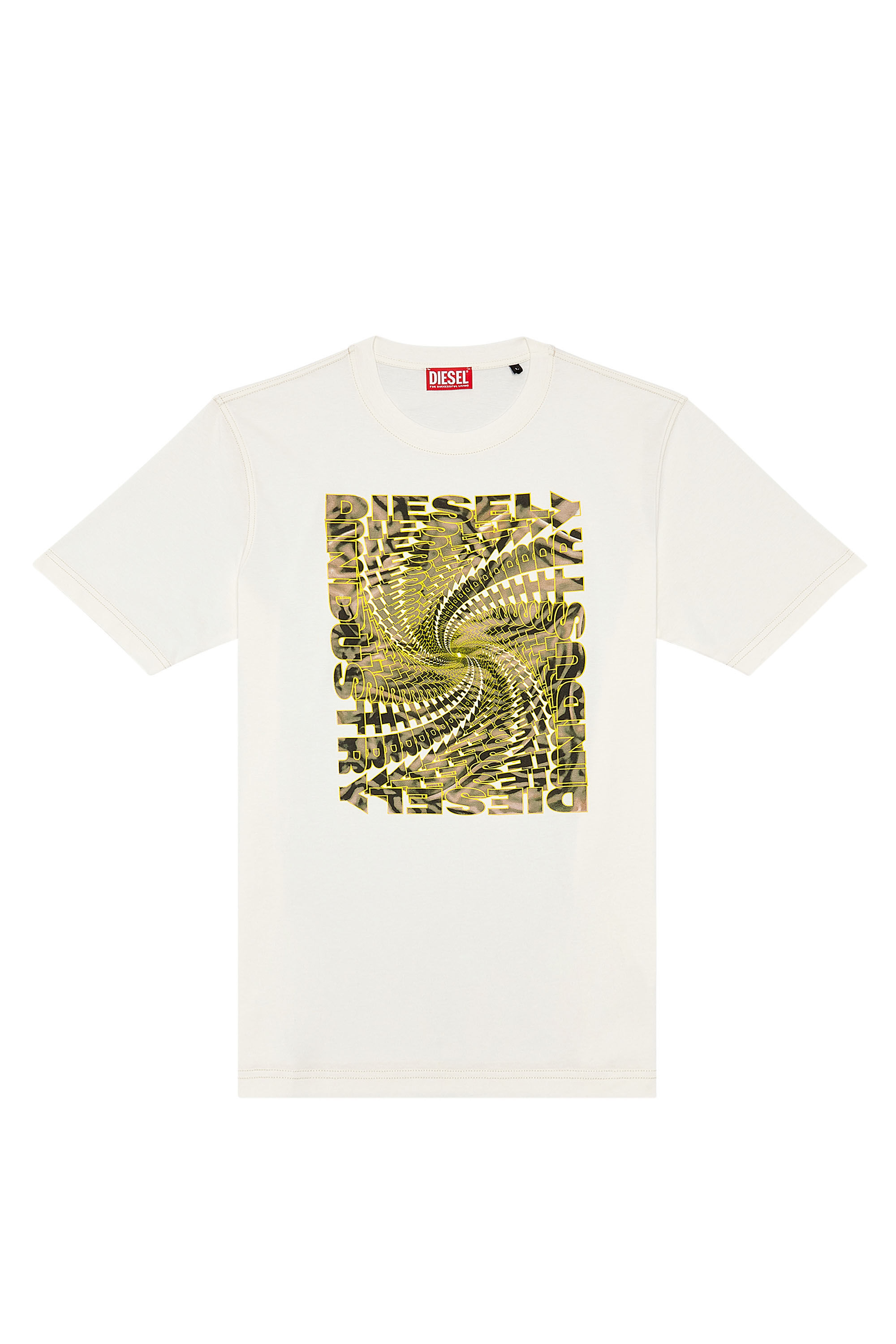 Diesel - T-JUST-N12, Man T-shirt with zebra-camo optical logo print in White - Image 2