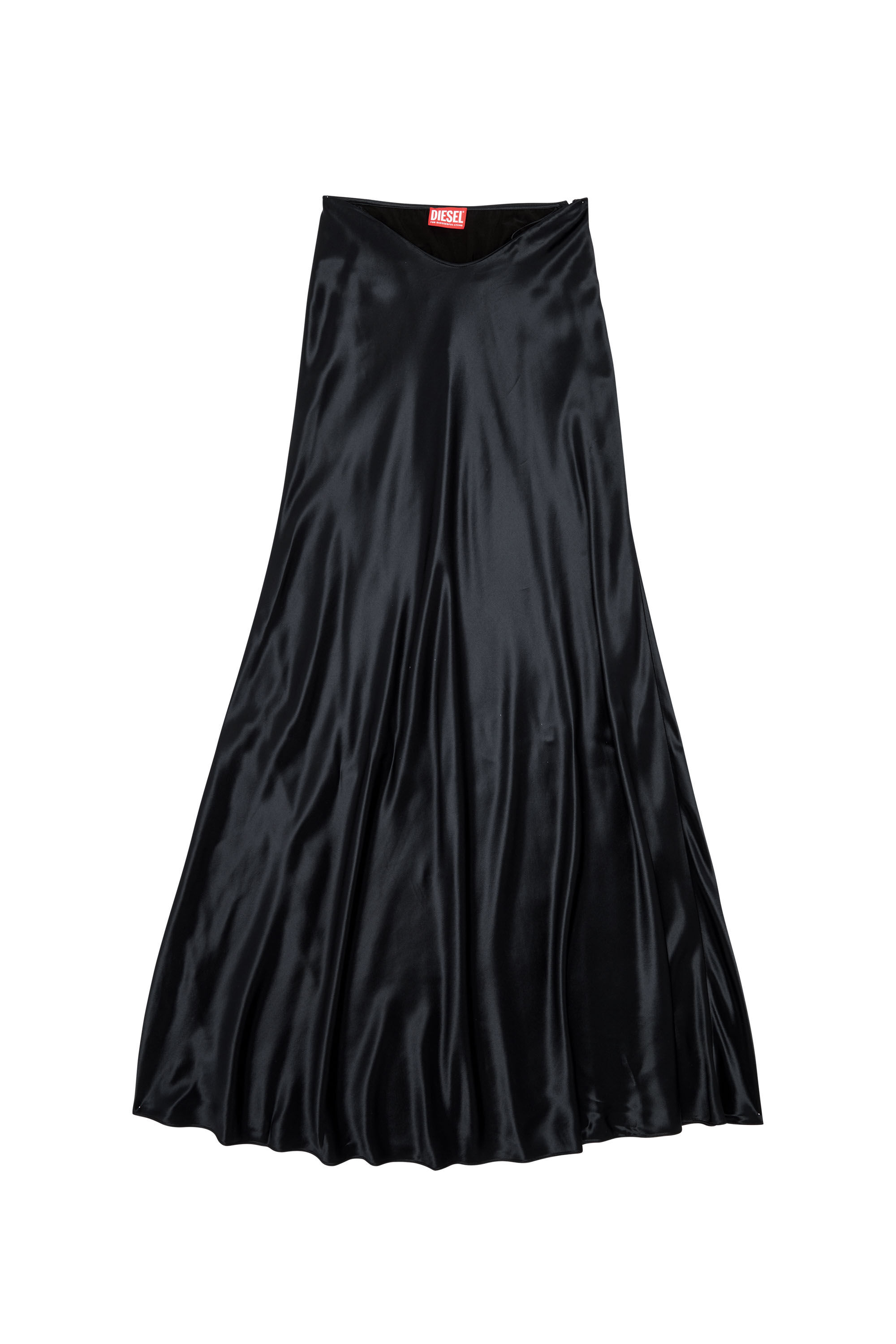 Diesel - O-SYREN, Woman Long satin skirt in Black - Image 2