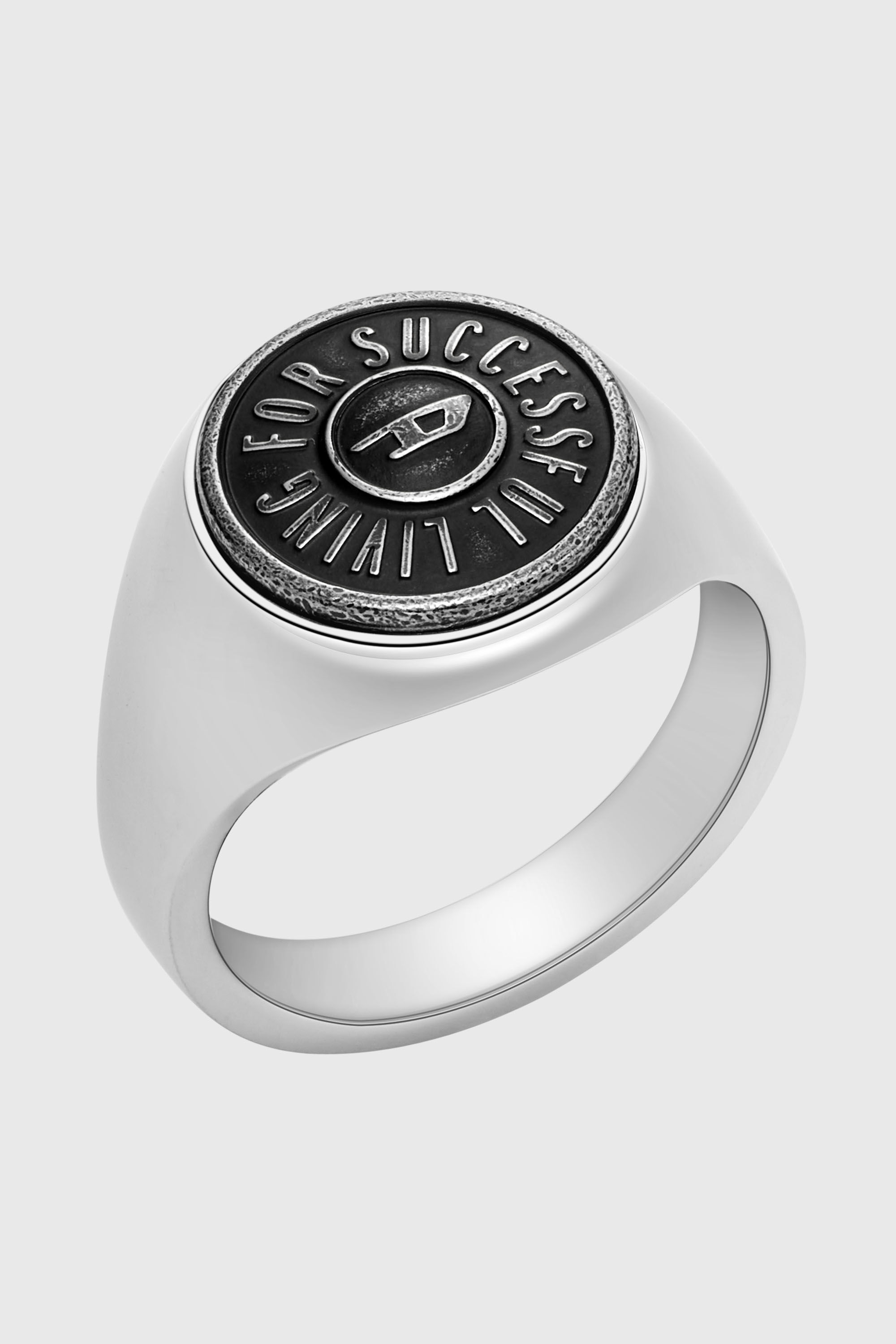 Diesel - DX1463, Man's Stainless steel signet ring in Silver/Black - 1