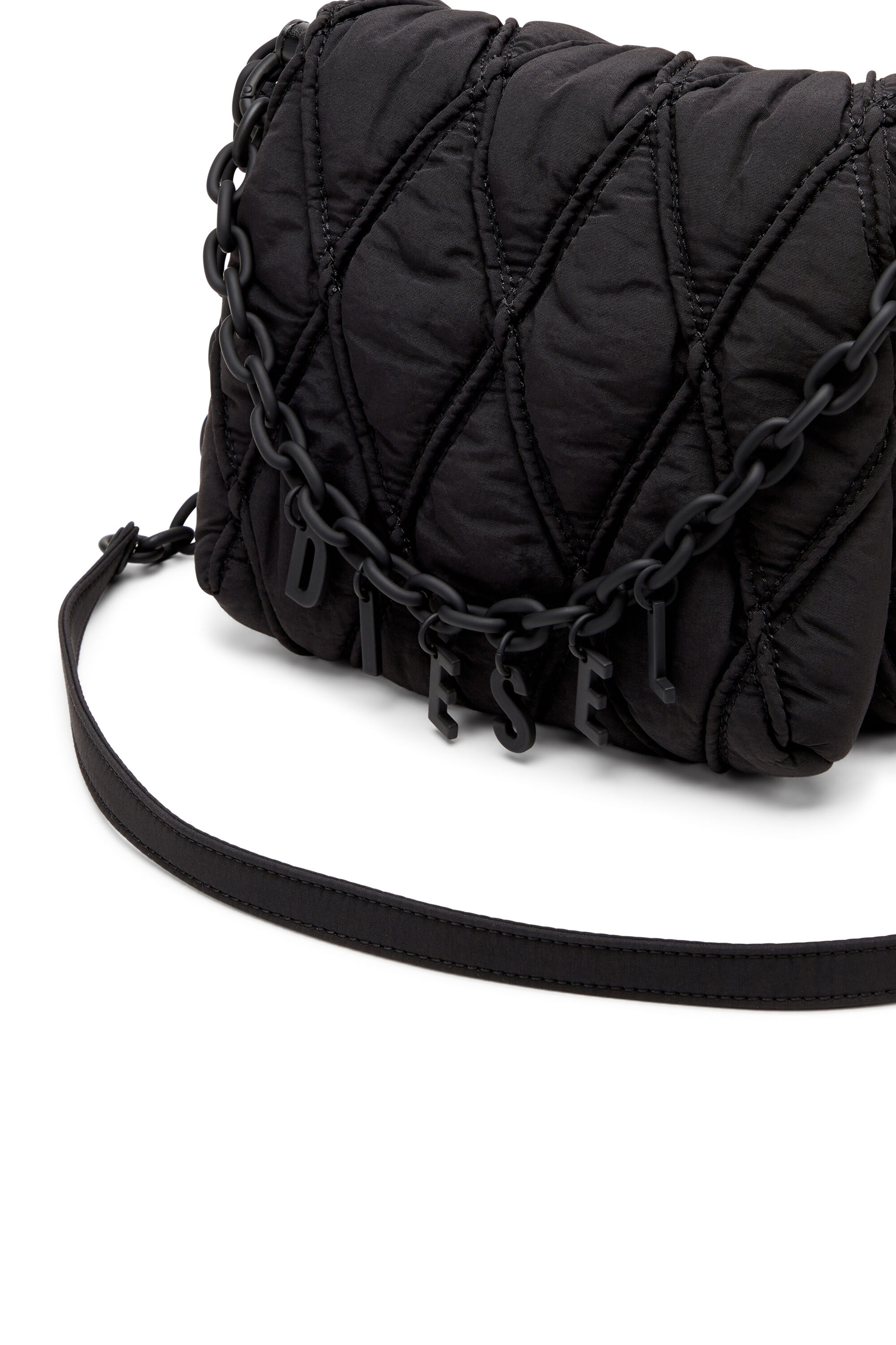 Diesel - CHARM-D SHOULDER S, Woman's Charm-D-S-Small shoulder bag in quilted nylon in Black - 2