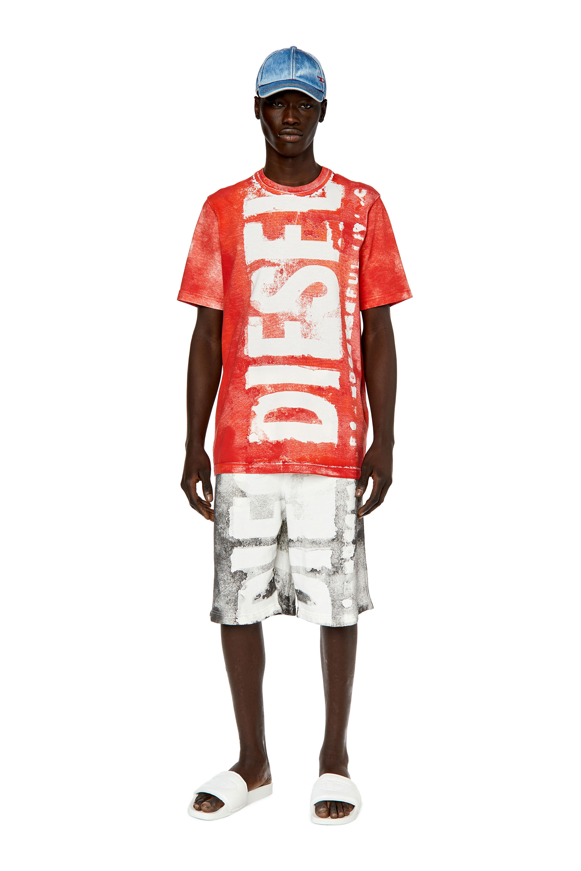 Diesel - T-JUST-G12, Man T-shirt with bleeding logo in Red - Image 1