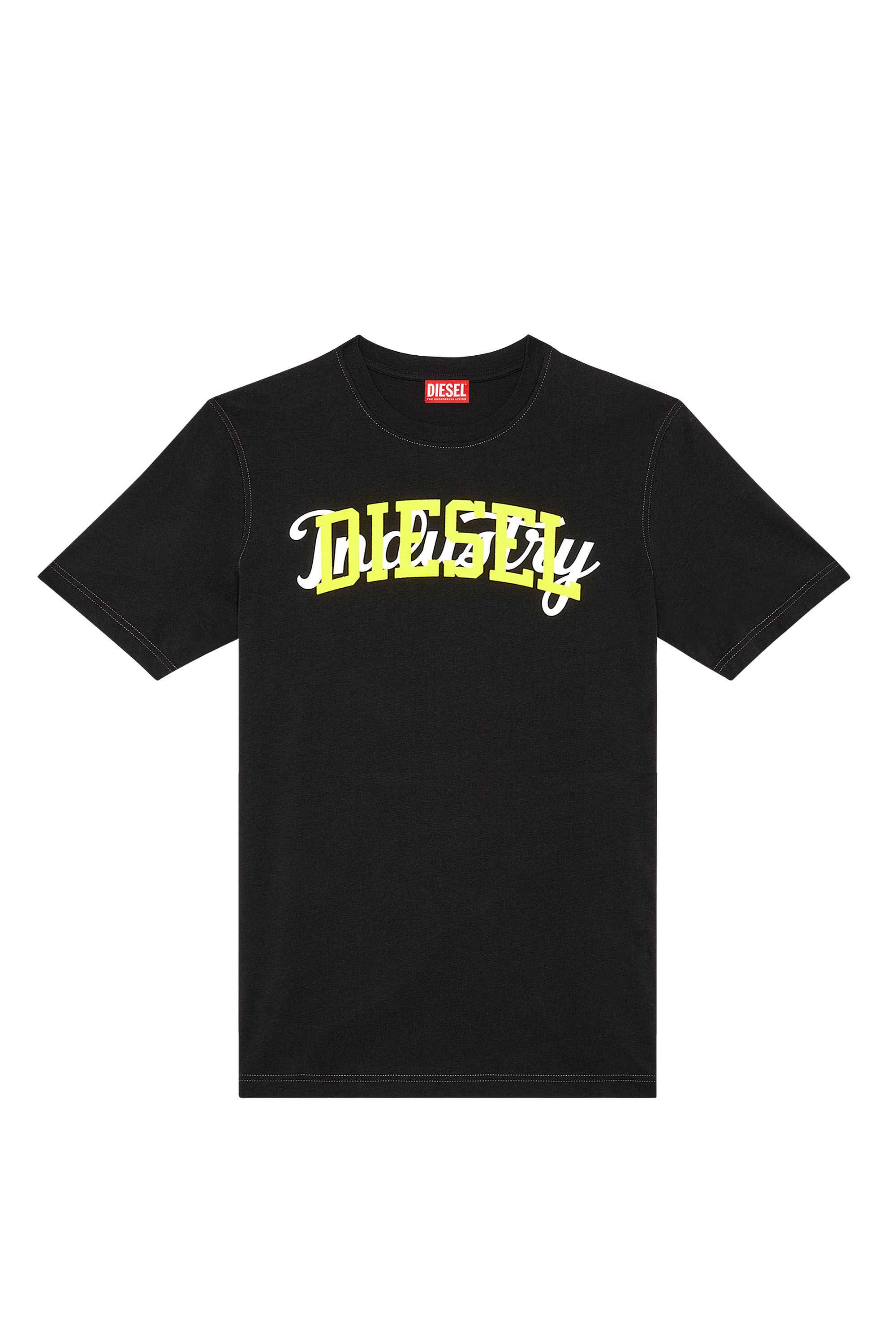 Diesel - T-JUST-N10, Man T-shirt with contrasting Diesel prints in Black - Image 2