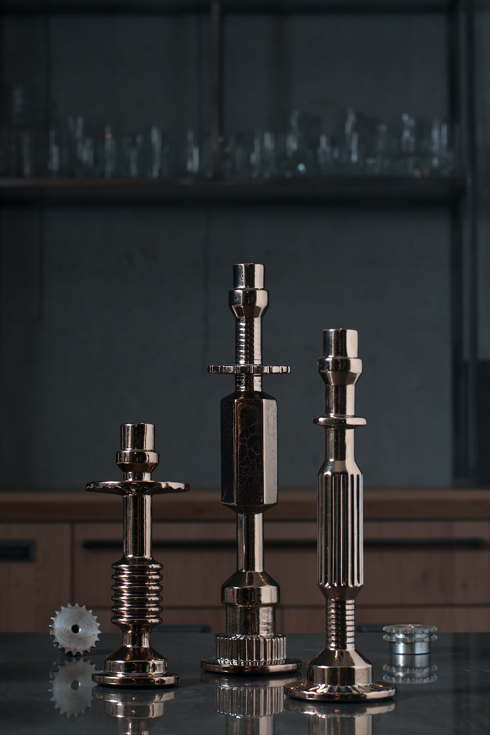 Diesel - 10954 TRANSMISSION, Unisex's Bronze small porcelain candleholder in Bronze - 3