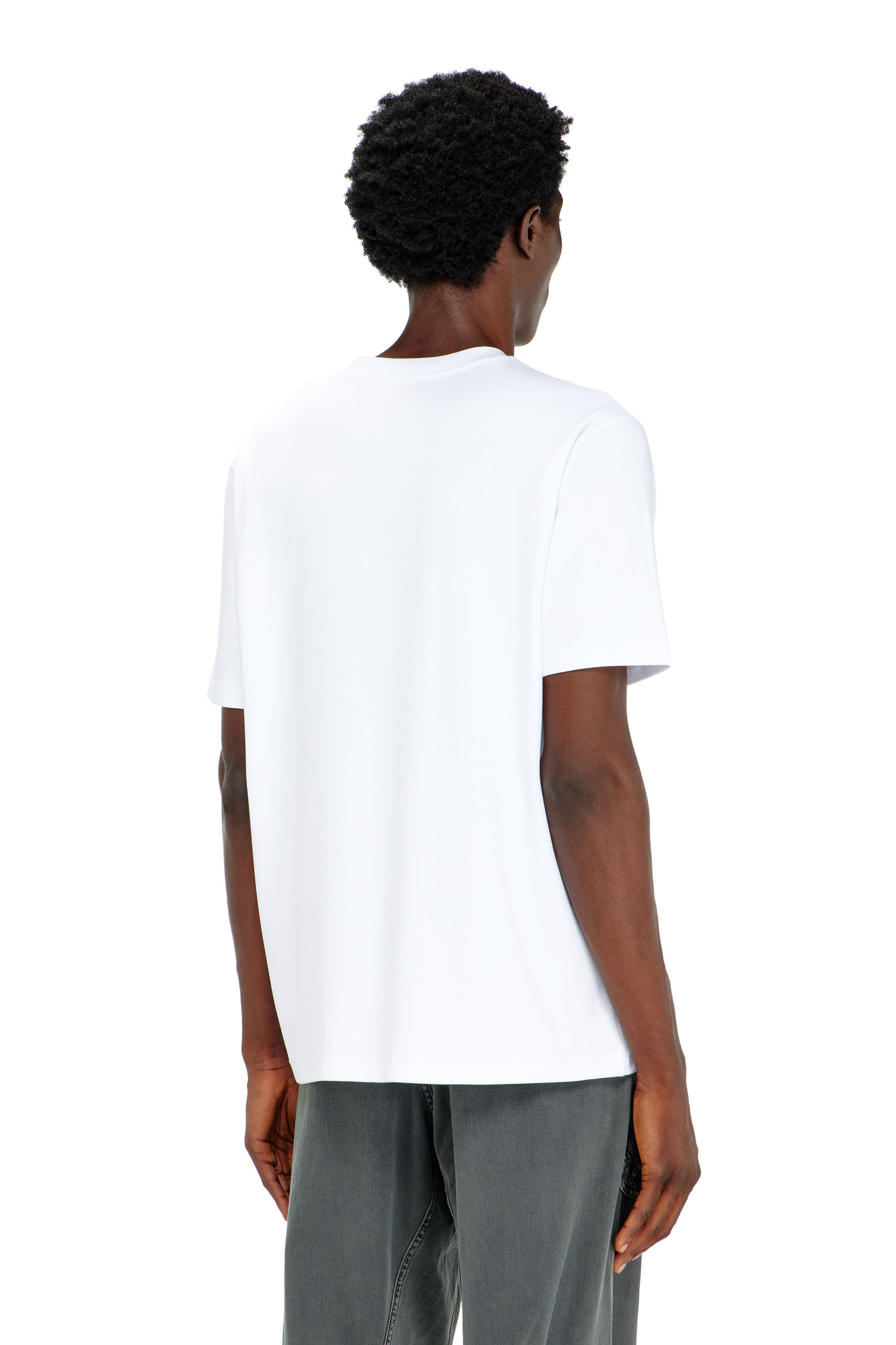 Diesel - T-ADJUST-AA2, Man's Cotton-interlock T-shirt with logo embroidery in White - 4