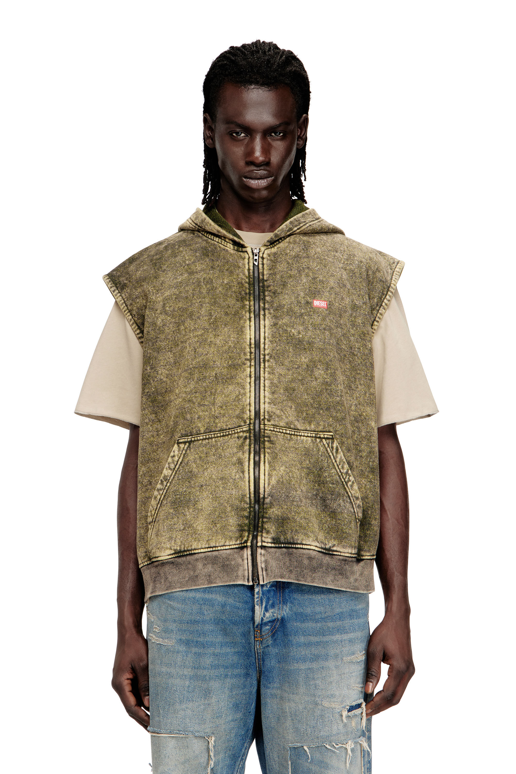 Diesel - S-BOXT-SL-ZIP, Man's Hoodie with acid wash and Diesel logo in null - 3