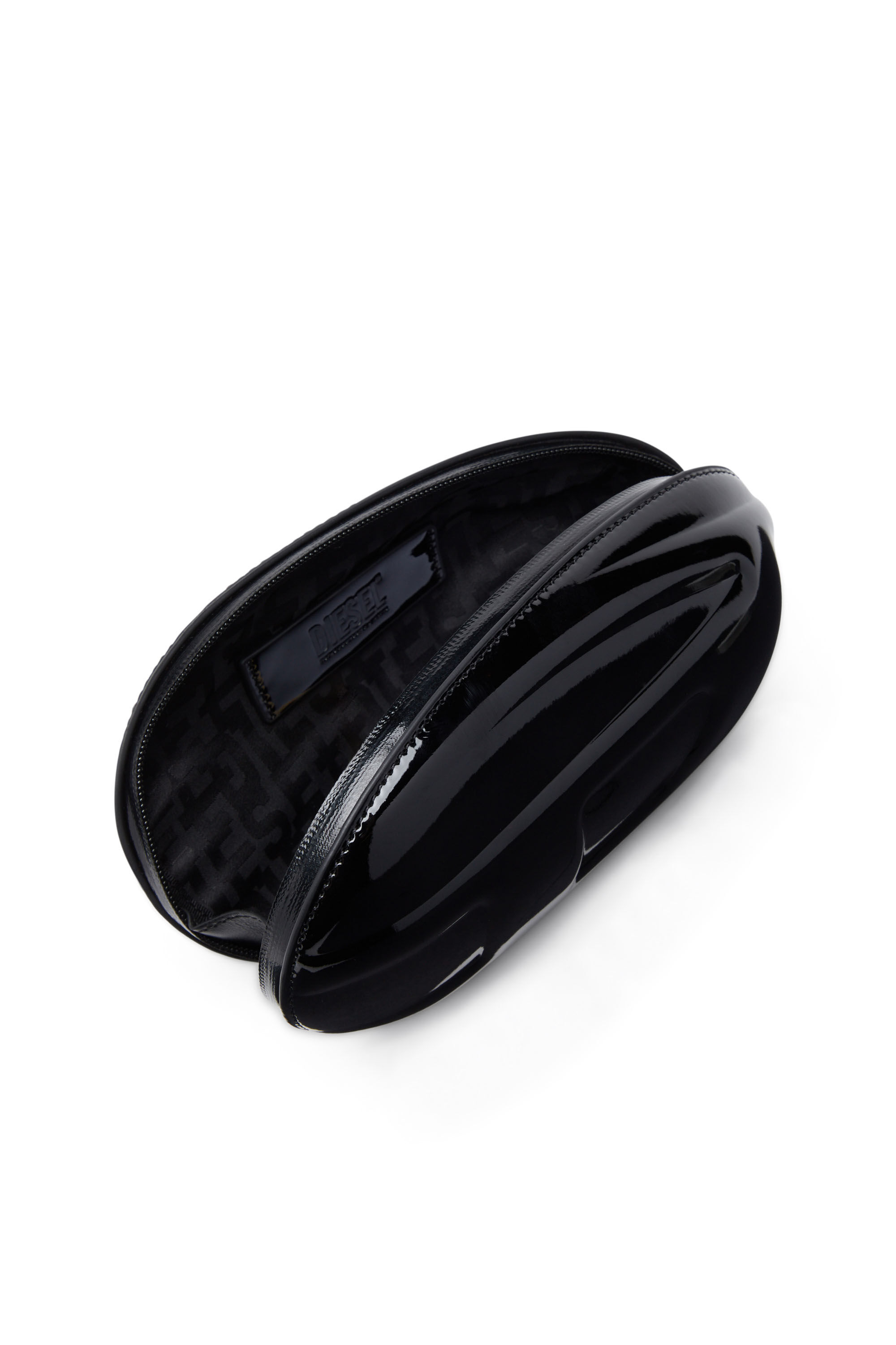 Diesel - 1-DR FOLD CLUTCH, Woman 1-DR Fold-Structured oval clutch in glossy PU in Black - Image 5