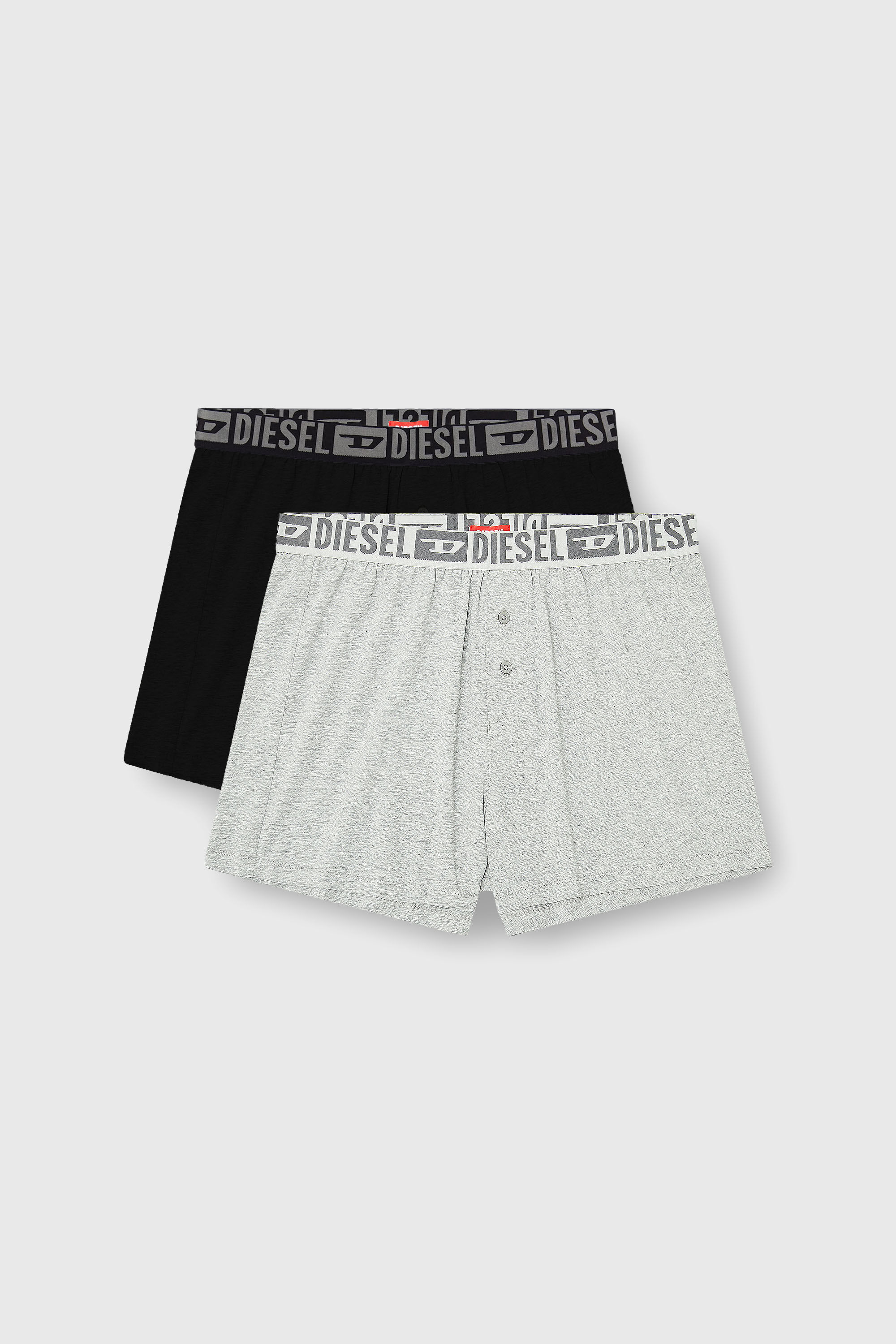 Diesel - STARKIE-D-CORE-2PACK, Man's Two-pack boxer shorts in stretch cotton in Grey/Black - 2