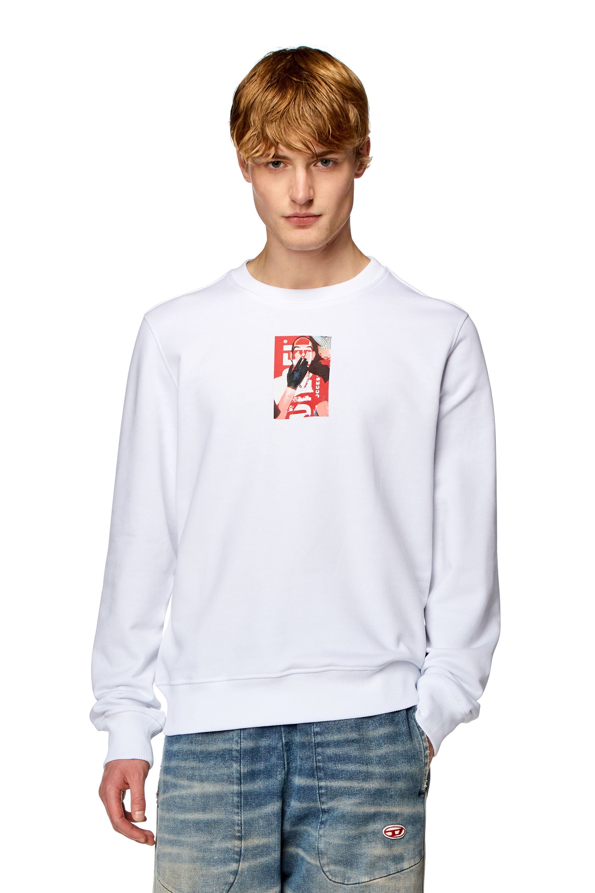 Diesel - S-GINN-N1, Man Sweatshirt with digital photo logo print in White - Image 3