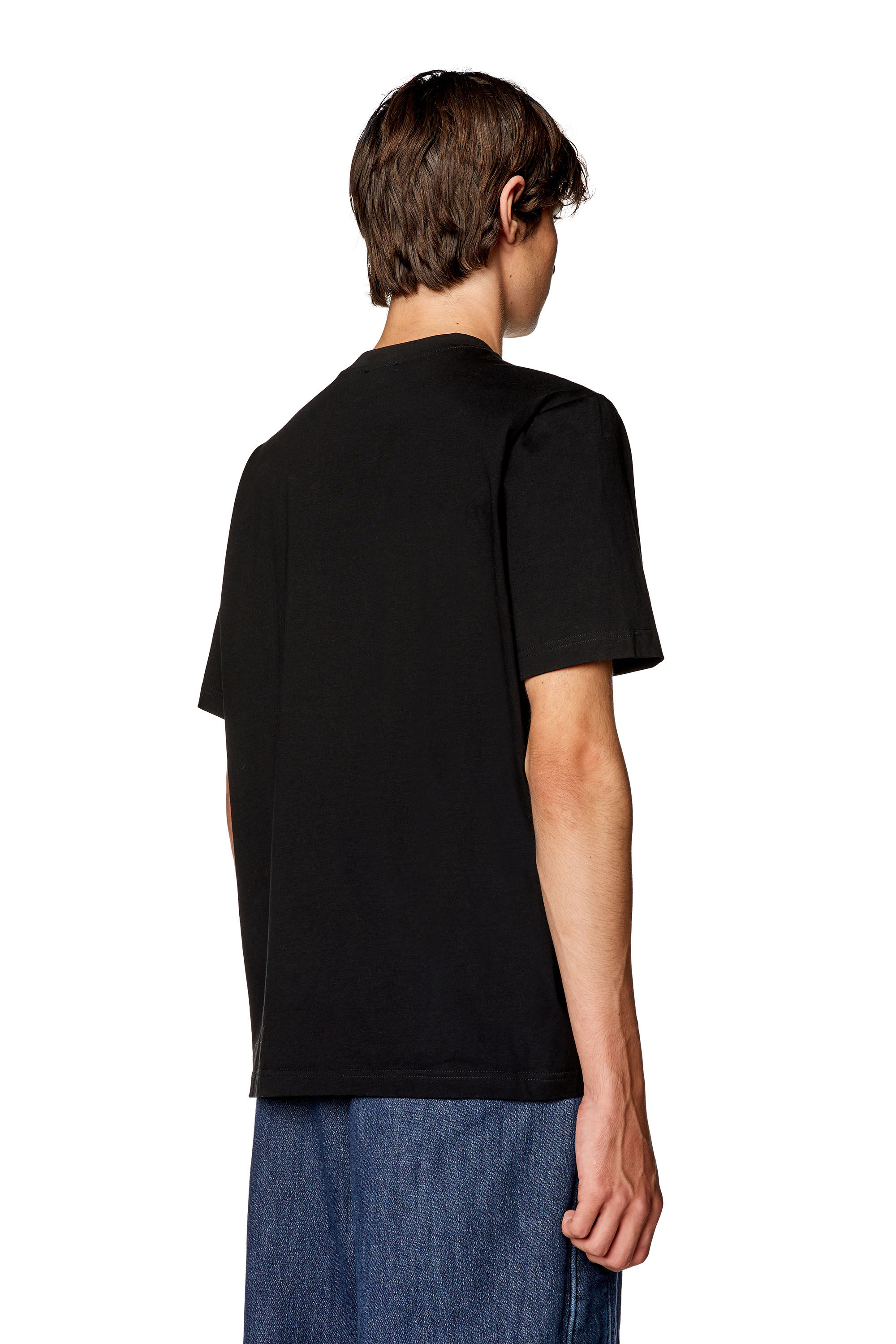 Diesel - T-JUST-MICRODIV, Man T-shirt with micro-embroidered logo in Black - Image 4