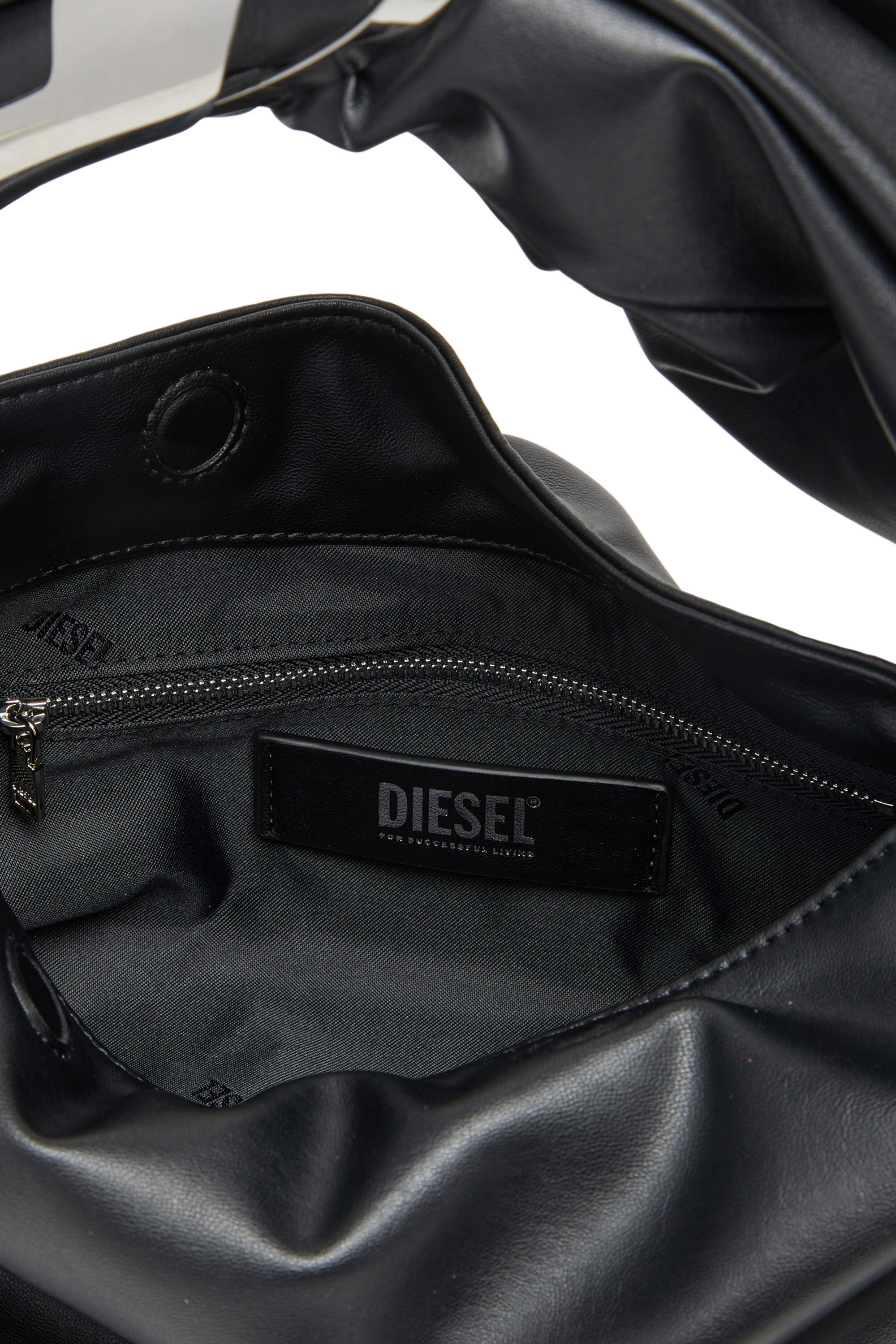 Diesel - GRAB-D HOBO S, Woman Grab-D S-Hobo bag with Oval D handle in Black - Image 2