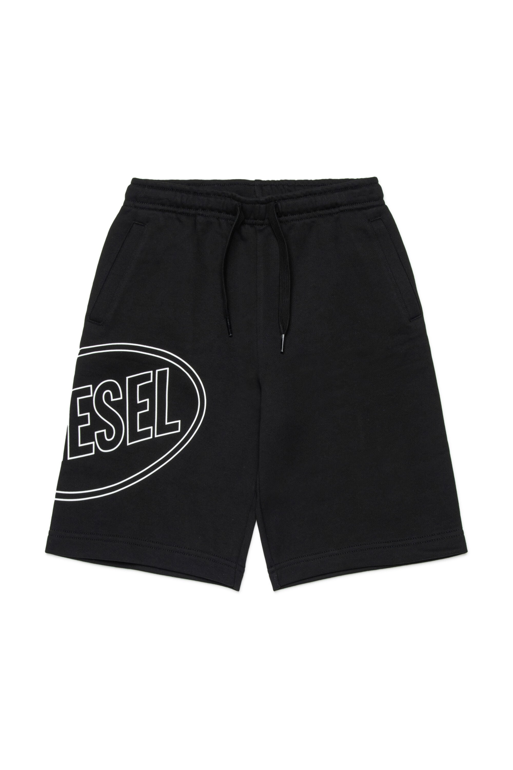 Diesel - PCIRCLE SHORT, Man's Cotton bermudas with maxi print in Black - 1