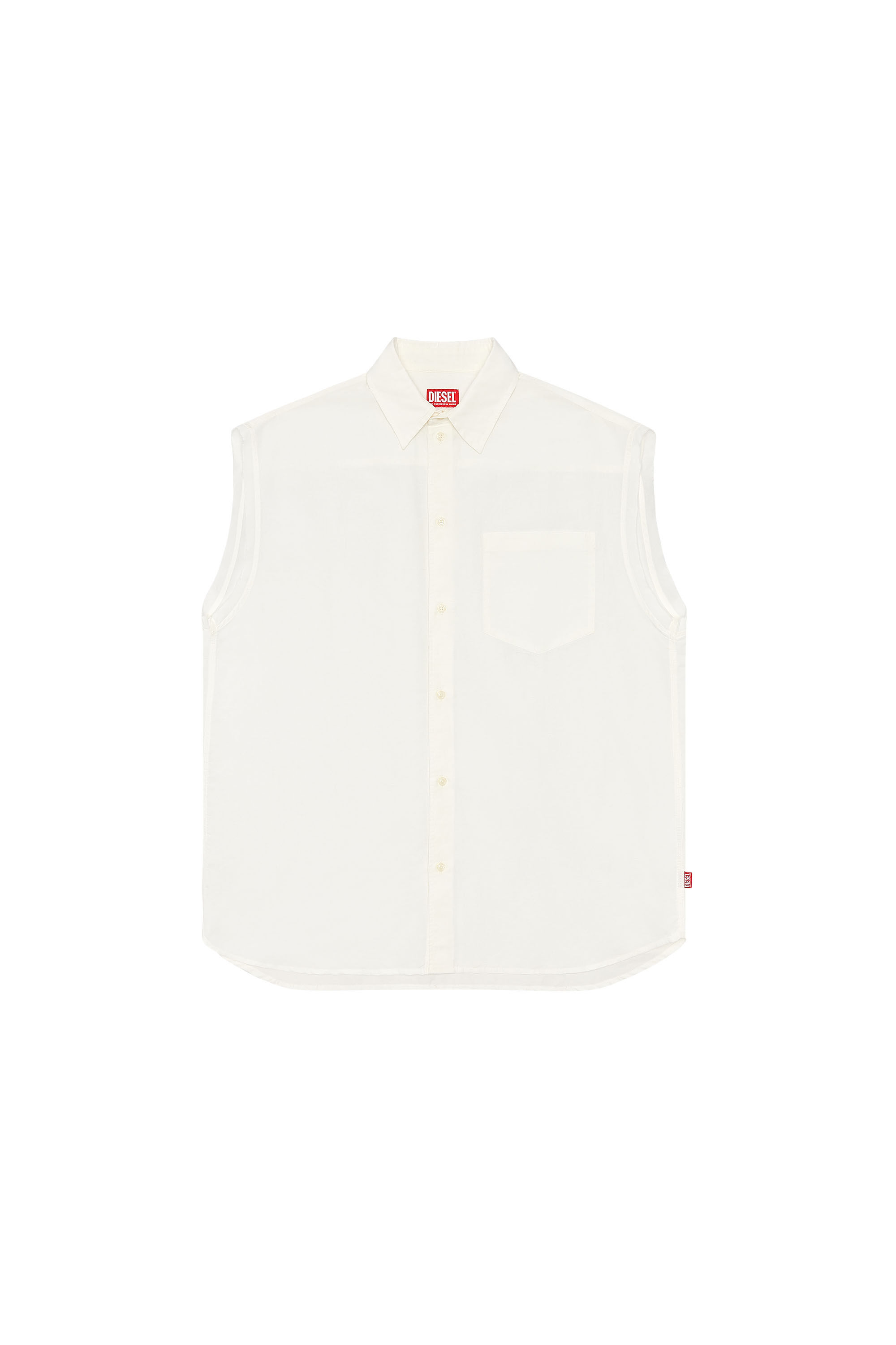Diesel - S-SIMENS, Man Sleeveless shirt in linen blend in White - Image 2