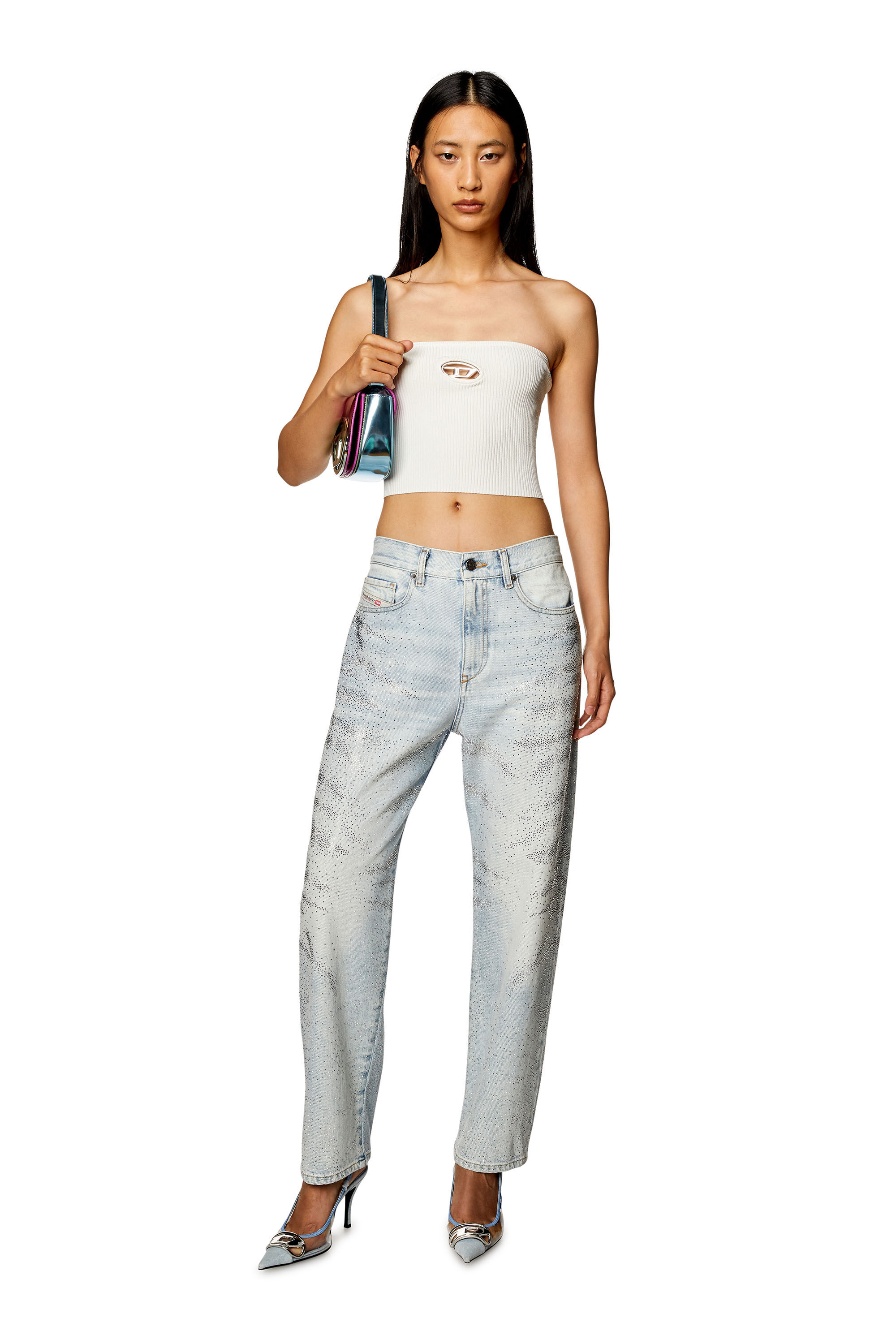 Diesel - M-CLARKSVILLEX, Woman Tube top with logo plaque in White - Image 1
