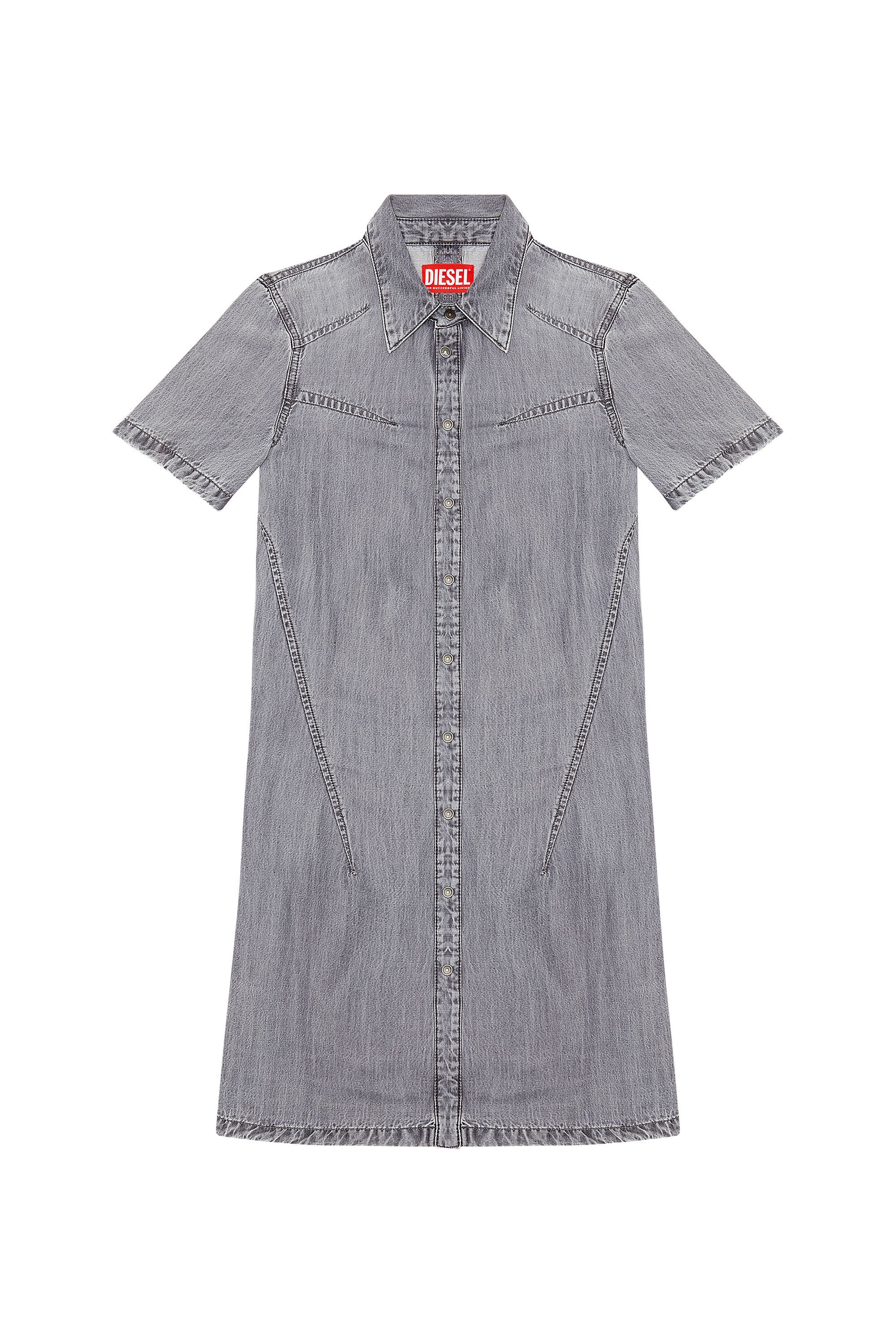 Diesel - DE-SHIRTY, Woman Buttoned shirt dress in light denim in Grey - Image 2