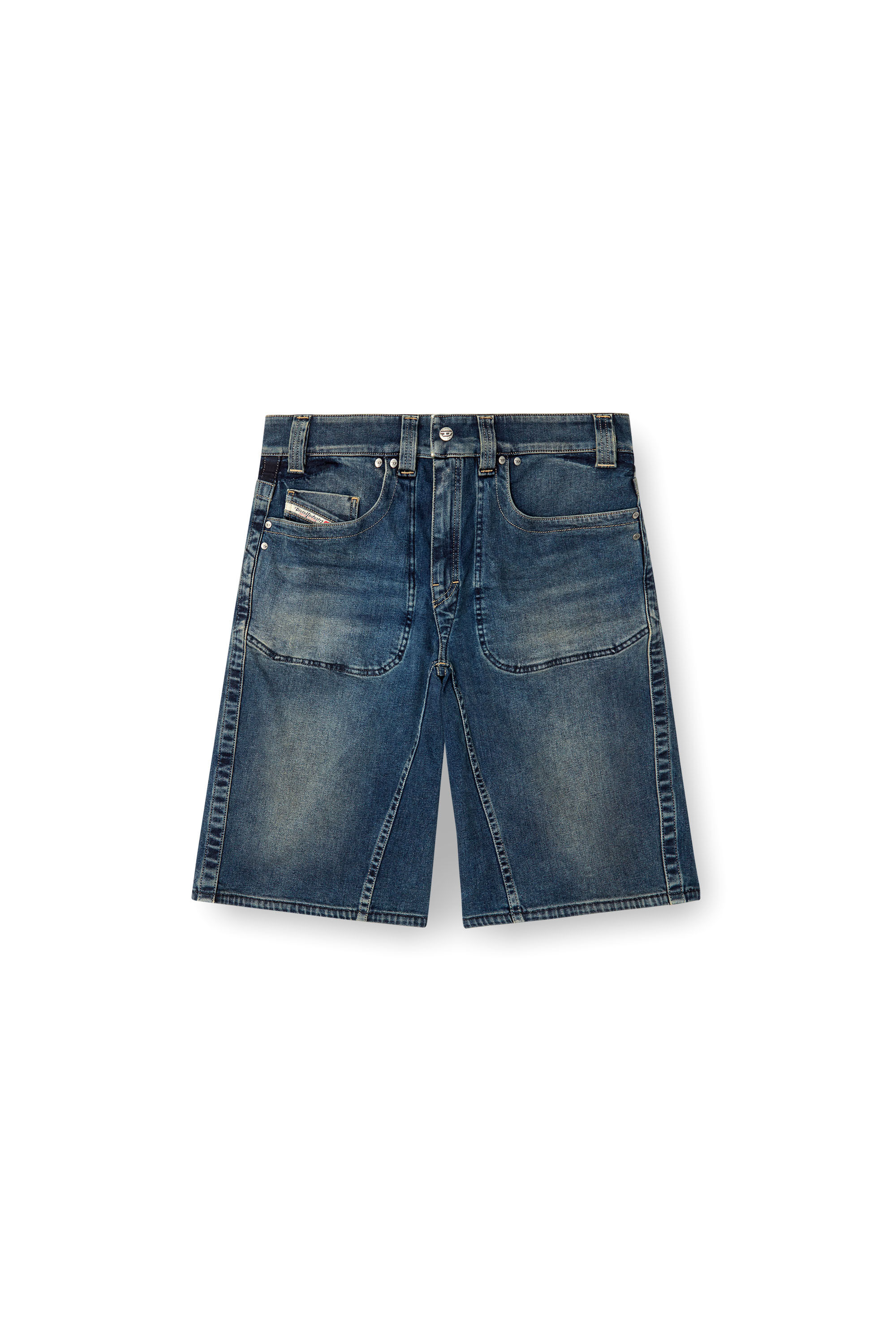 Diesel - D-MACRO-RE SHORT, Man's Bermuda shorts in Rehab denim in Dark Blue - 2