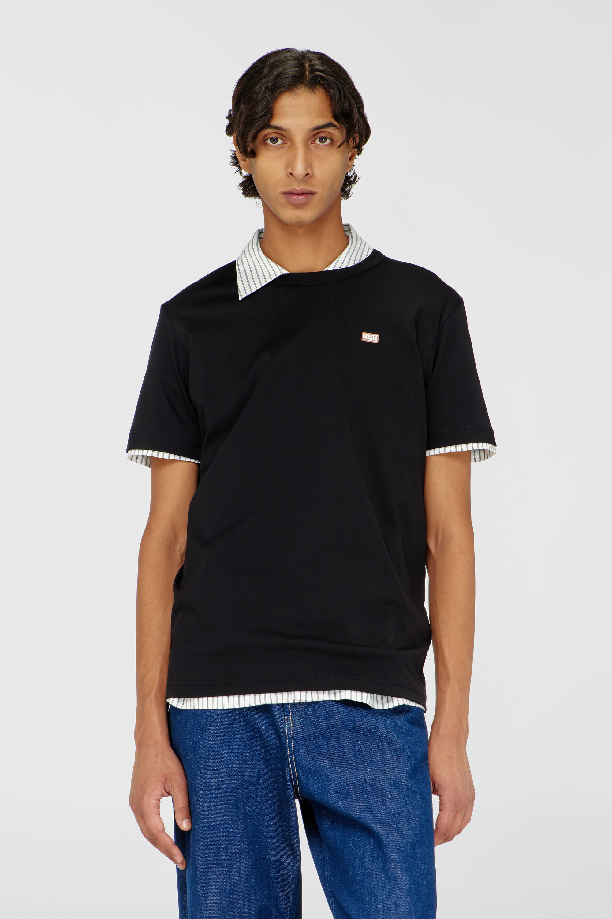 Diesel - T-MIEGOR-K77, Man's T-shirt in mercerised cotton with mini logo in Black - 3