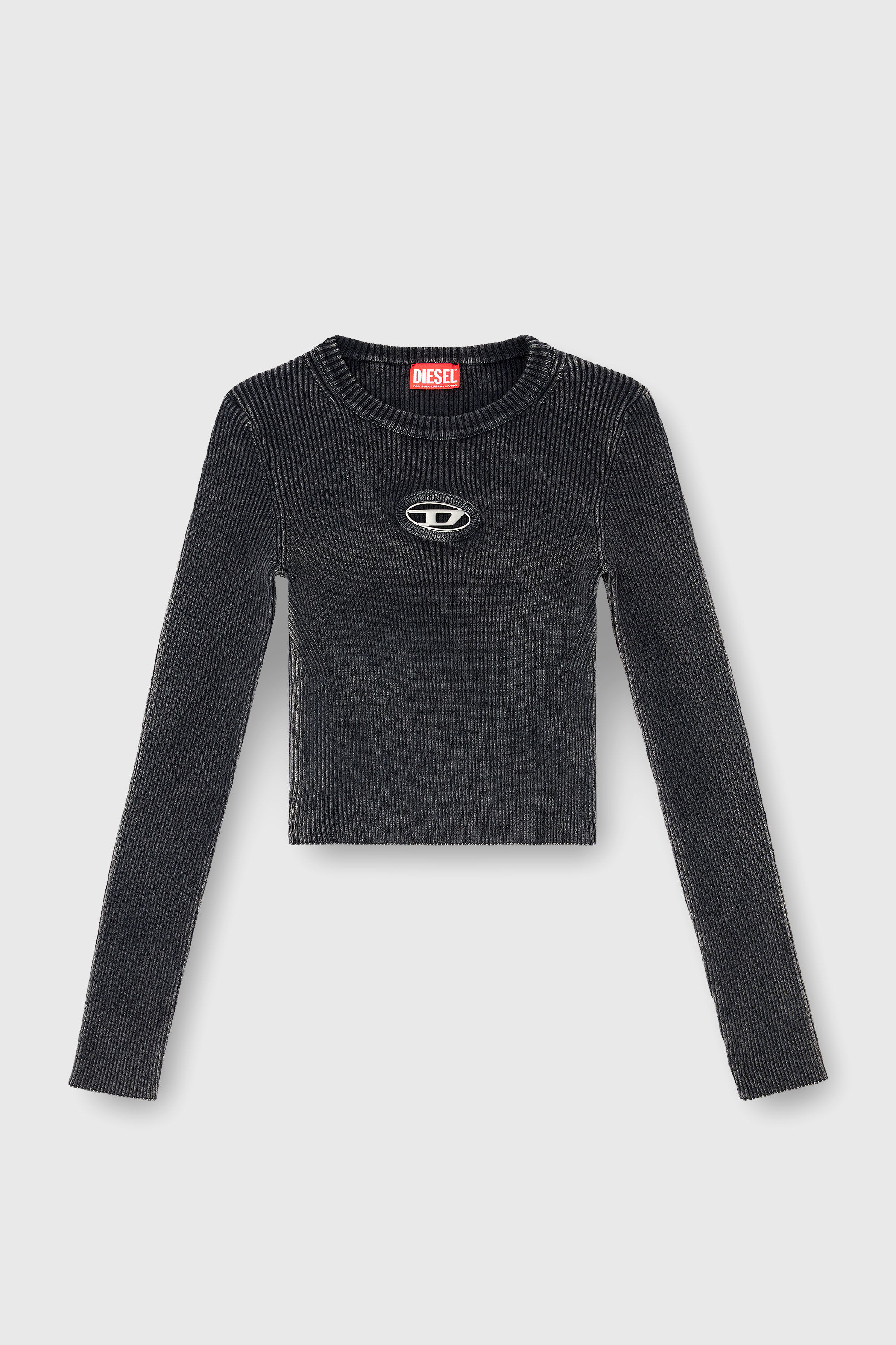 Diesel - M-ANCHOR-A, Woman's Cropped jumper with cut-out logo in Black - 2