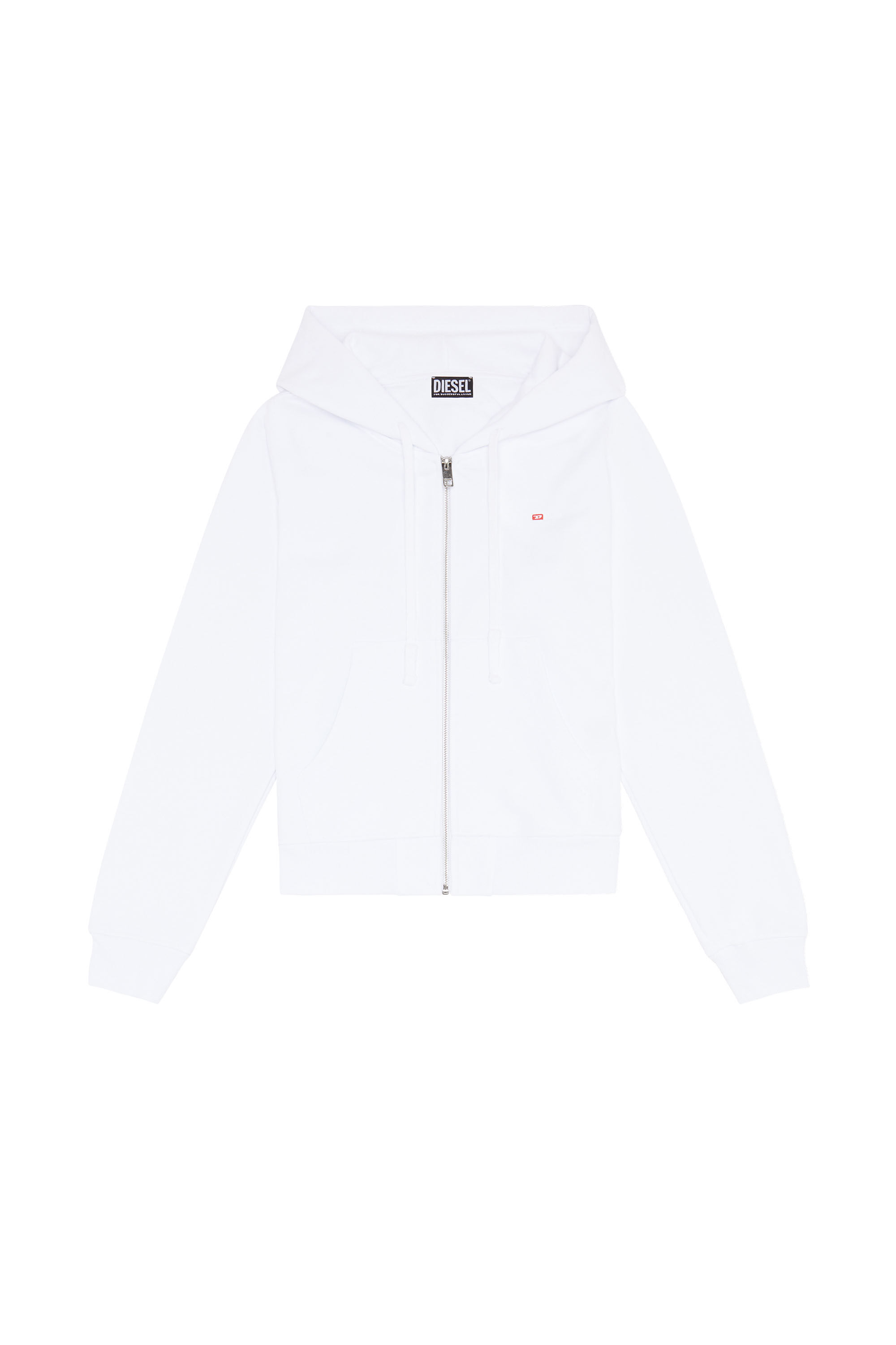 Diesel - F-REGGY-HOOD-ZIP-MICRODIV, Woman Hoodie with embroidered micro logo in White - Image 2