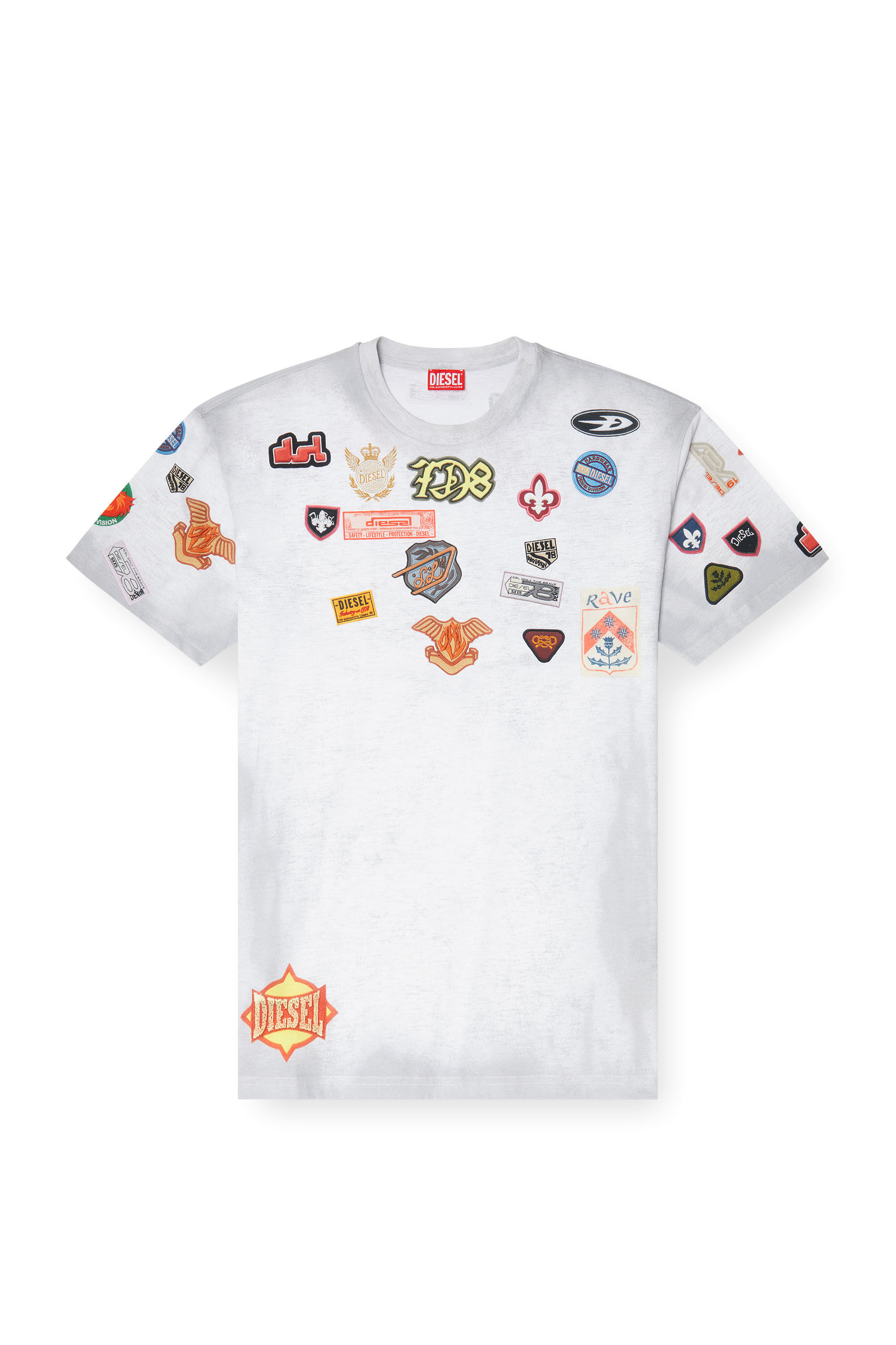 Diesel - T-BOXT-AA6, Man's Cotton T-shirt with all-over patches print in White - 2