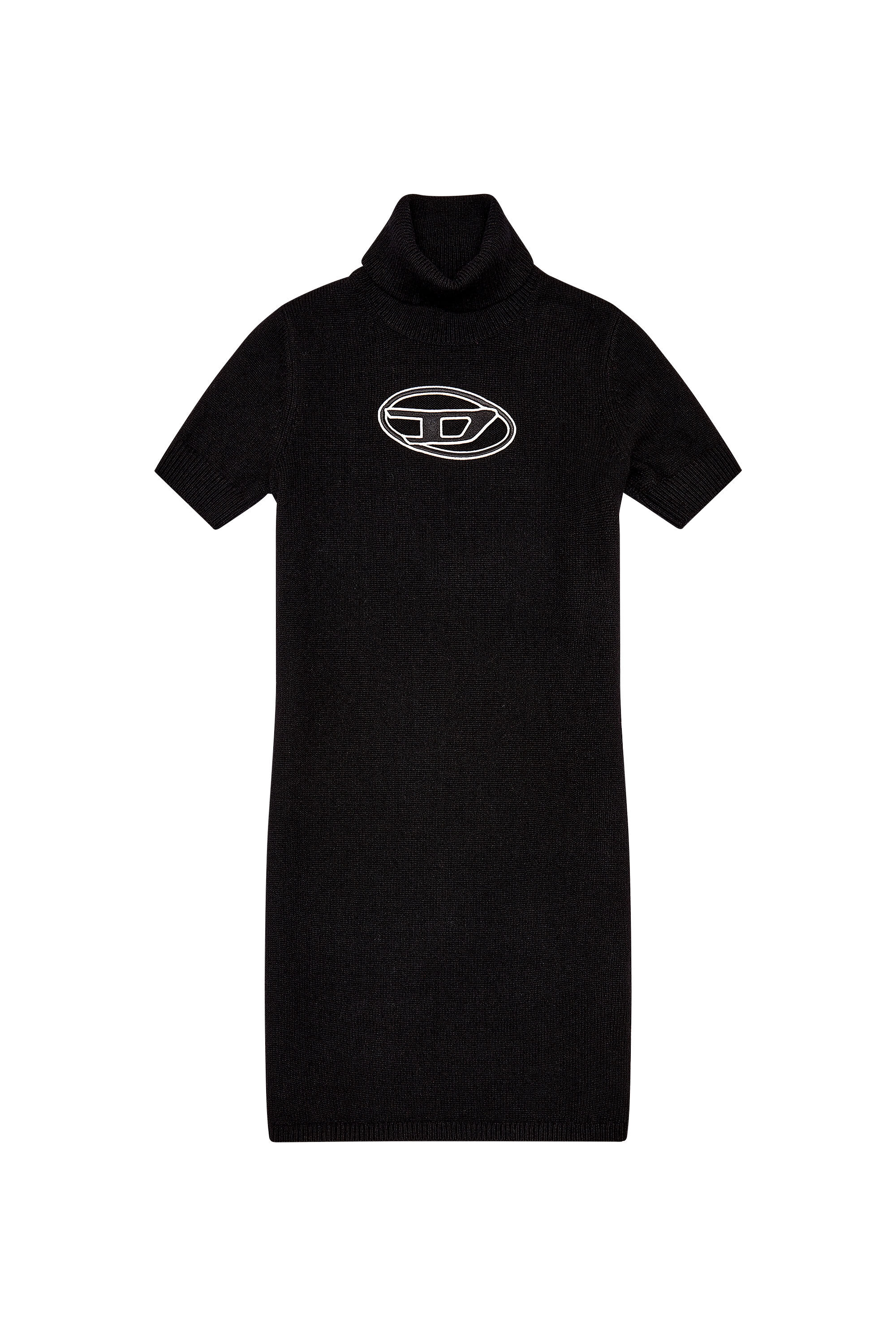 Diesel - M-ARGARET-DRS, Woman Roll-neck dress with oval D plaque in Black - Image 2
