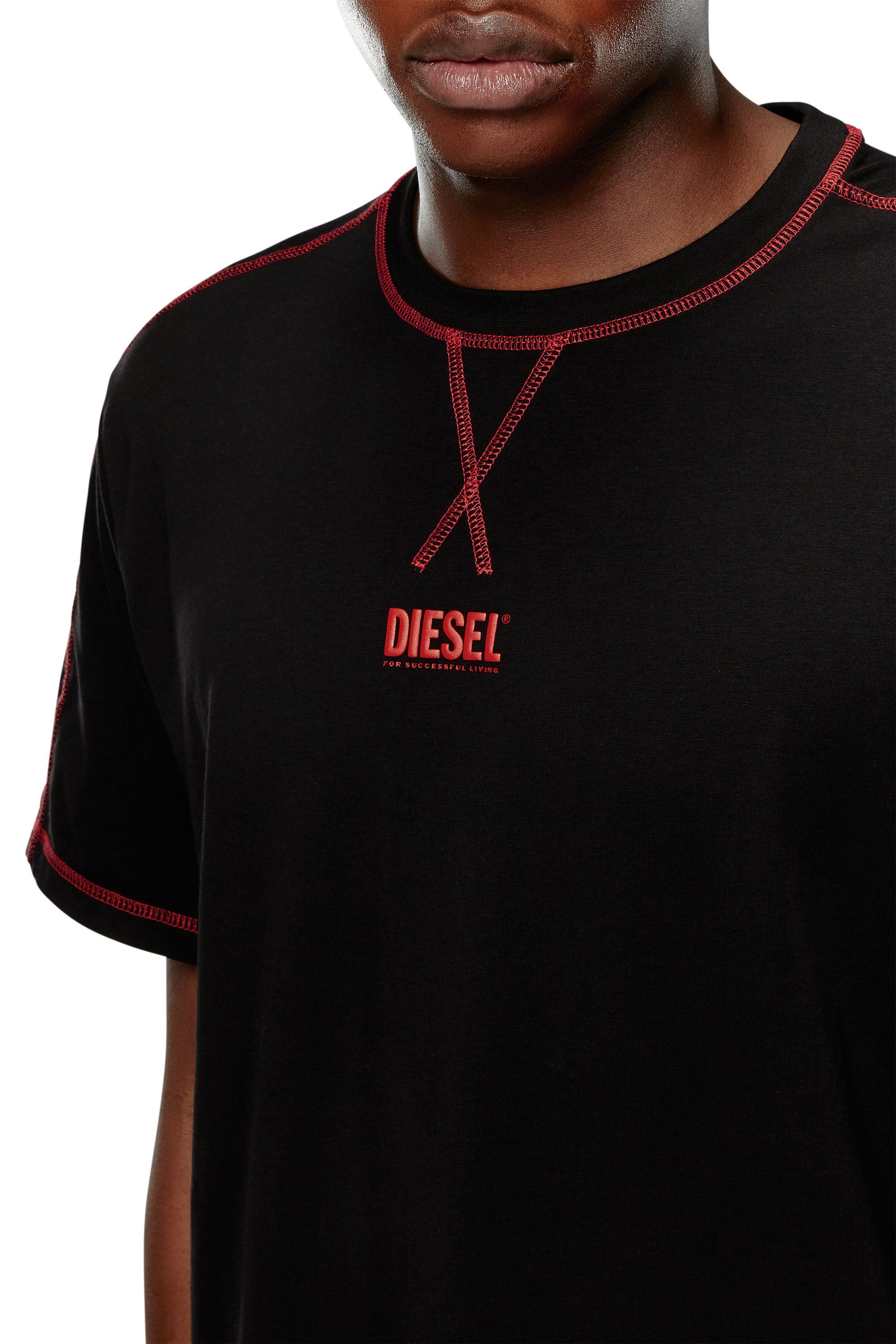 Diesel - UMSET-WILORT, Man Short pyjamas with contrast stitching in Black - Image 4