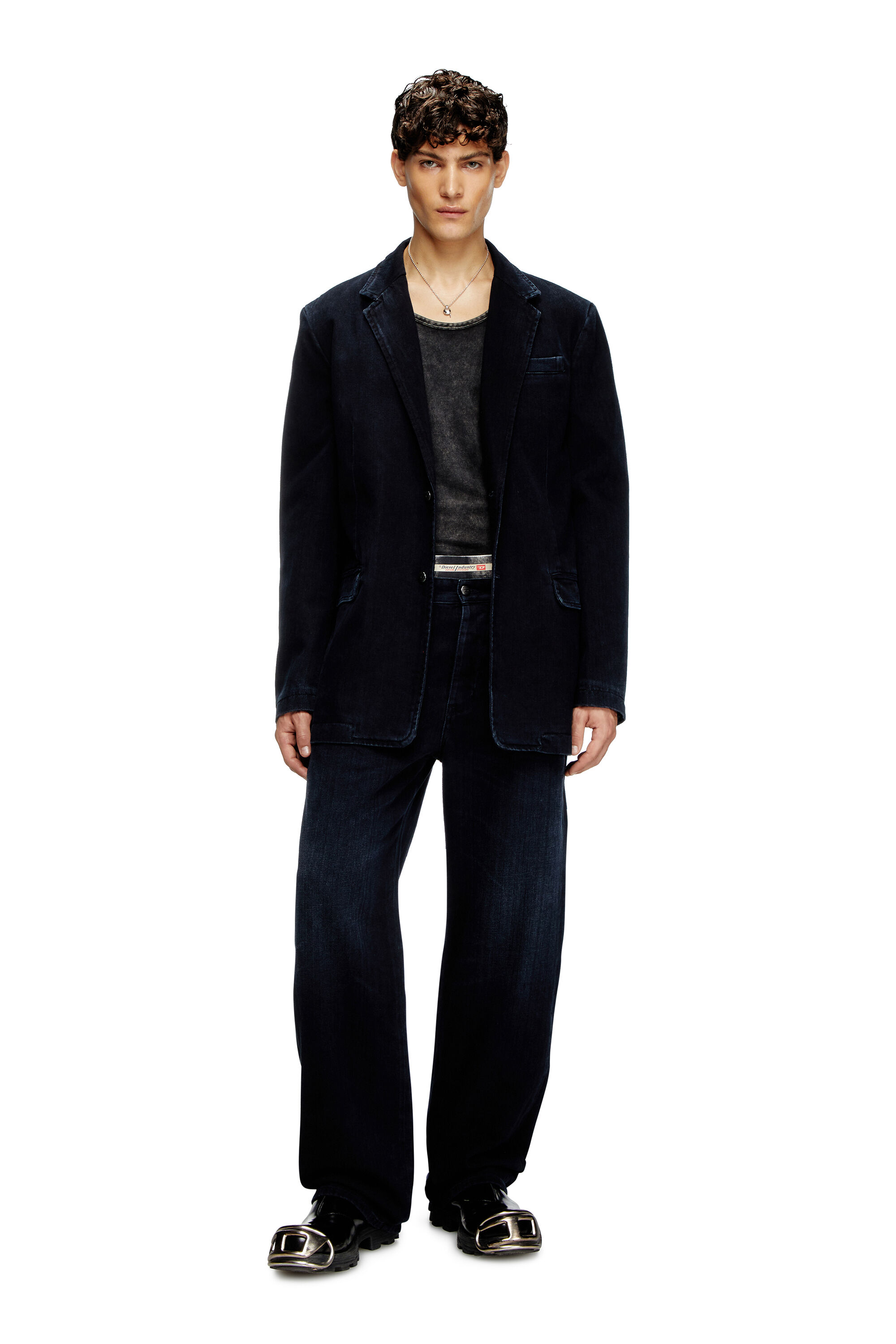 Diesel - D-REGER-D, Unisex's Blazer in lightly treated denim in Dark Blue - 1