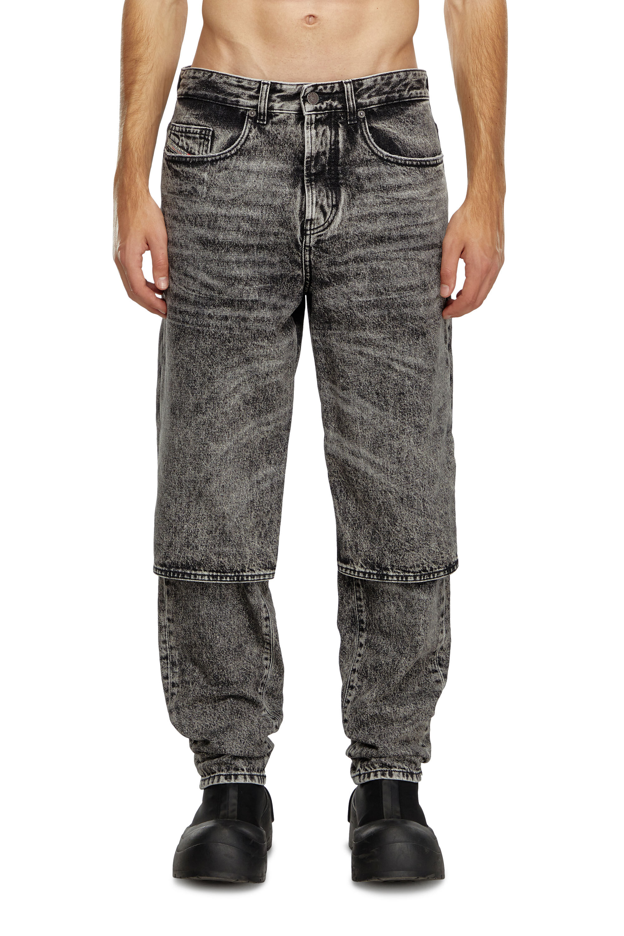 Diesel - Man Straight Jeans D-Malon 0CBDE, Black/Dark grey - Image 3