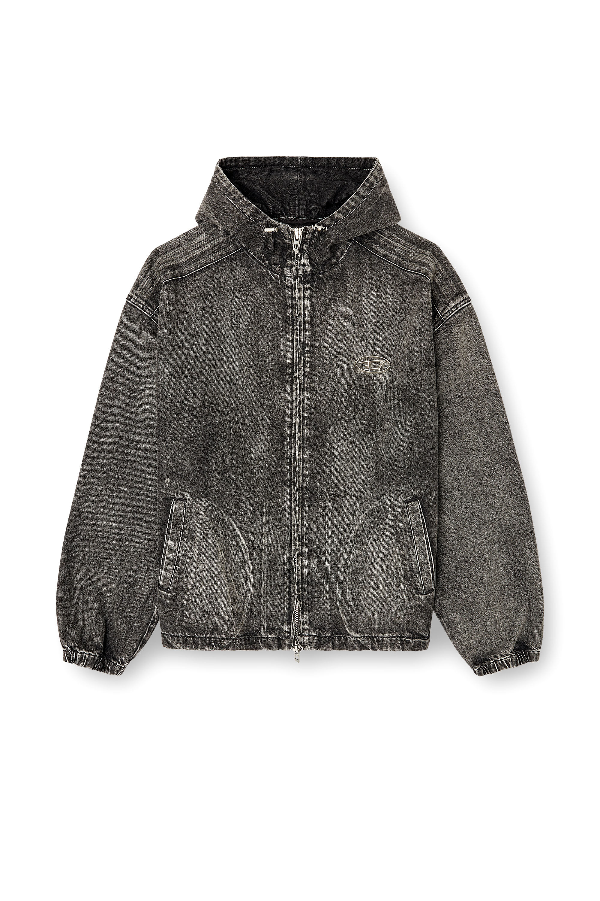 Diesel - THUGJACK, Unisex's Hooded jacket in faded denim in Black - 2