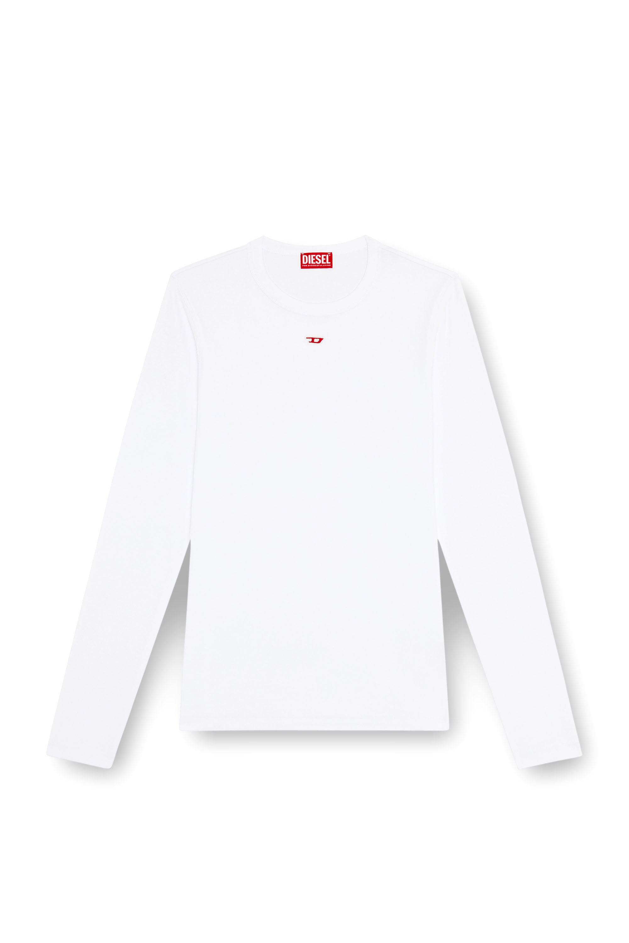 Diesel - D-RIBBER-LS-N, Man Long-sleeve T-shirt with D patch in White - Image 2
