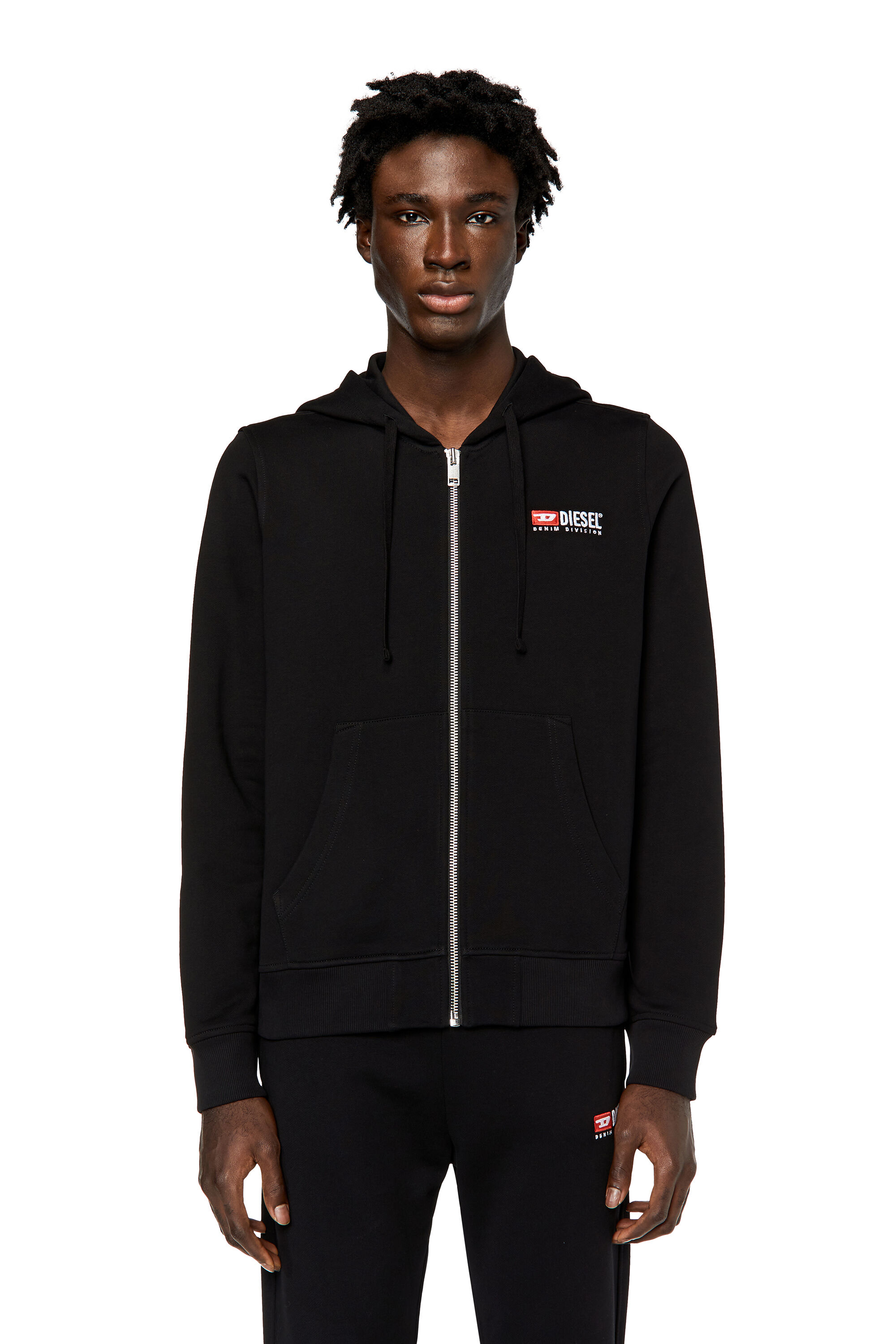 Diesel - S-GINN-HOOD-ZIP-DIV, Man Zip-up hoodie with logo embroidery in Black - Image 3