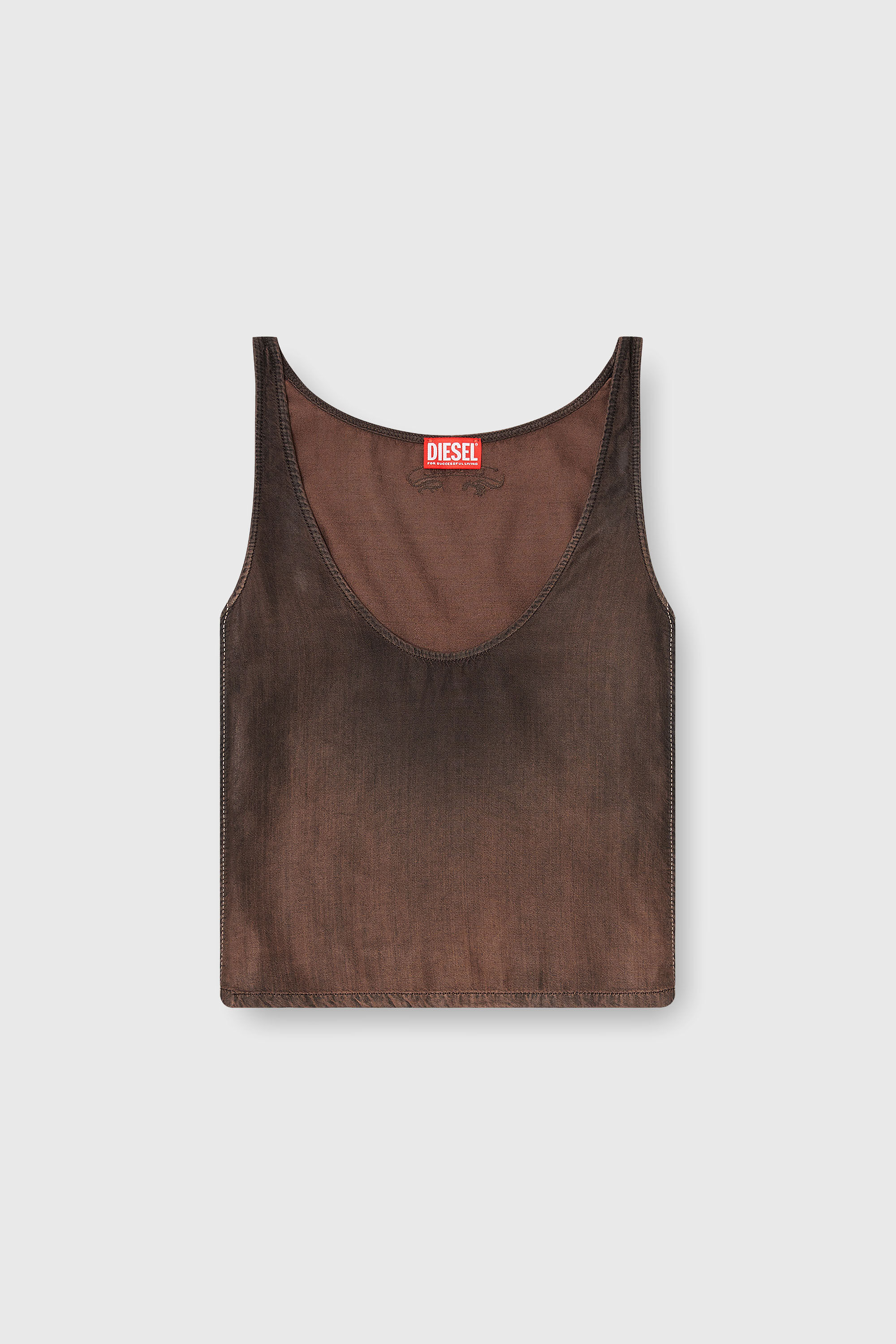 Diesel - DE-NORIAN-S, Woman's Tank top in fluid coated denim in Brown - 2