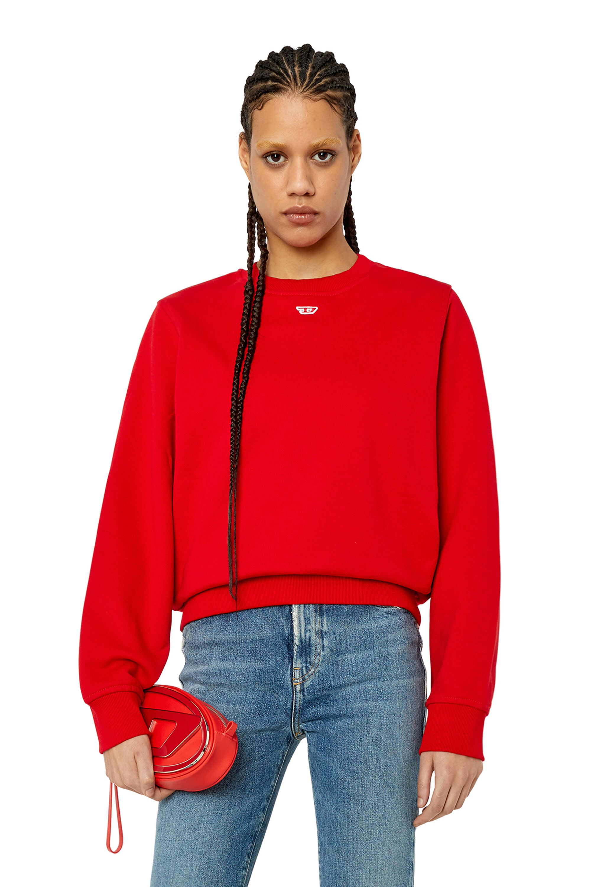 Diesel - S-GINN-D, Unisex Sweatshirt with mini D patch in Red - Image 7