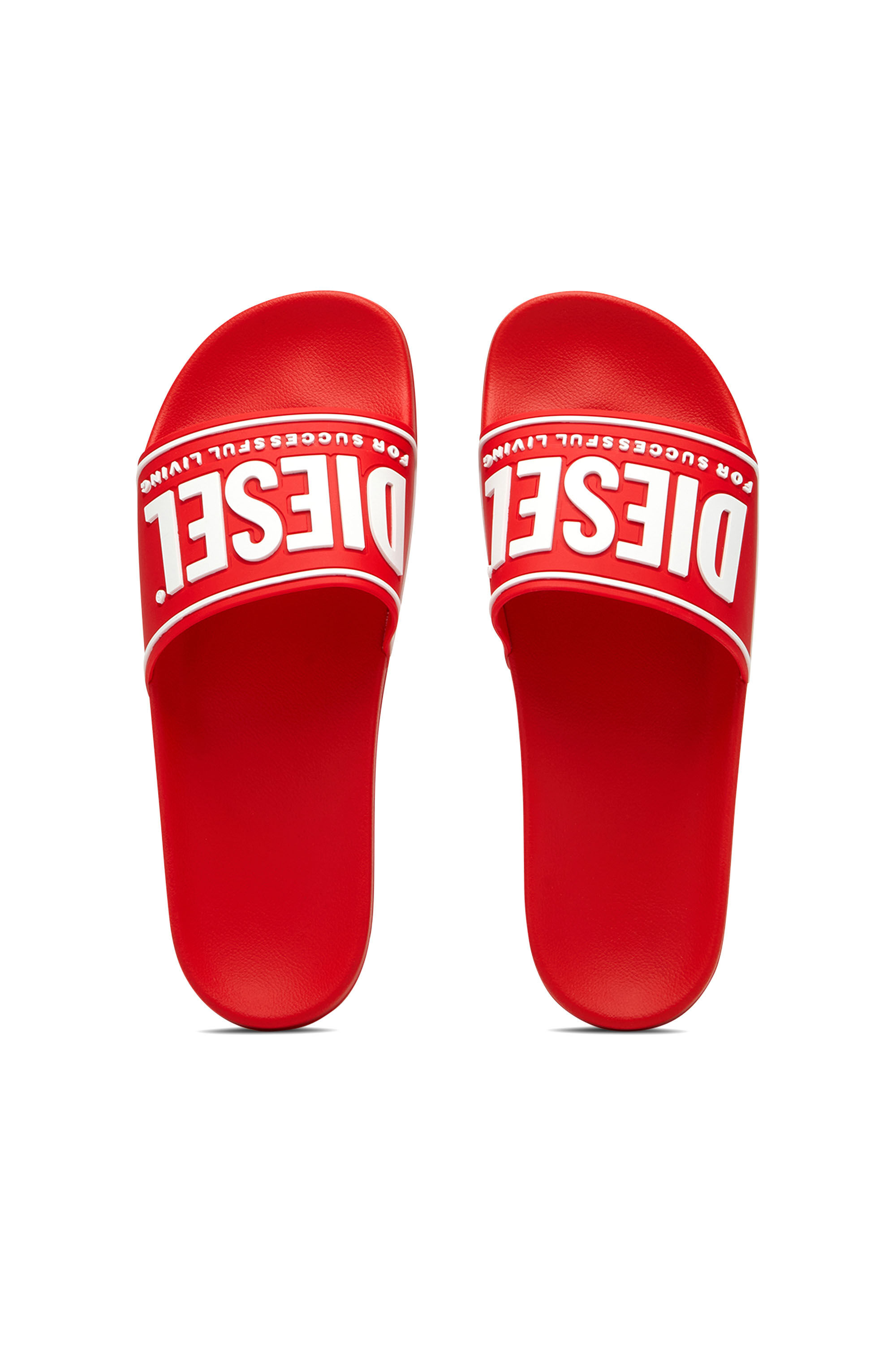 Diesel - SA-MAYEMI CC, Man's Sa-Mayemi-Pool slides with 3D logo in Red - 4