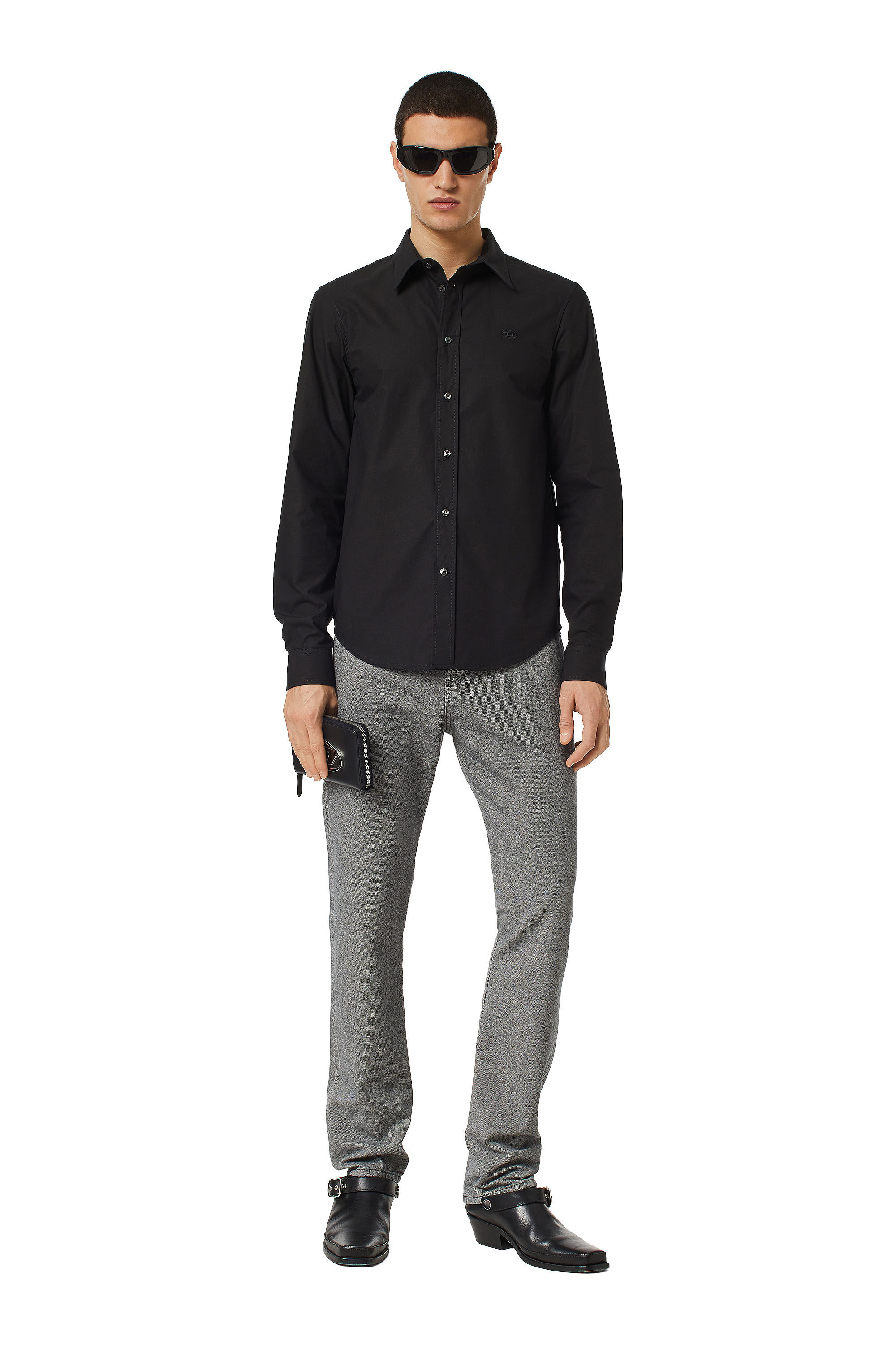 Diesel - S-BEN-CL, Man Shirt in technical cotton in Black - Image 1