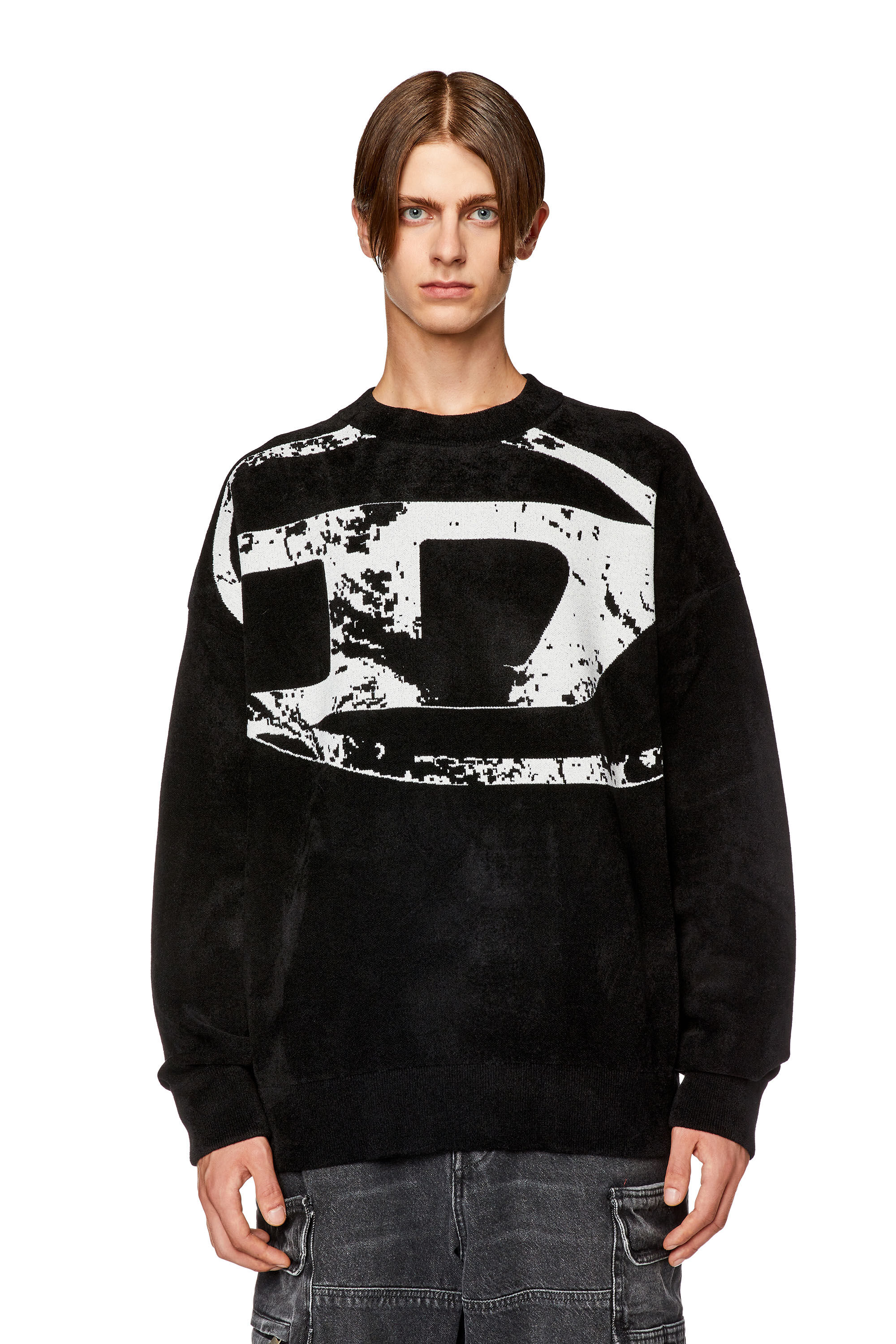 Diesel - K-TRIA, Man Sweatshirt with distressed oval D in Black - Image 5
