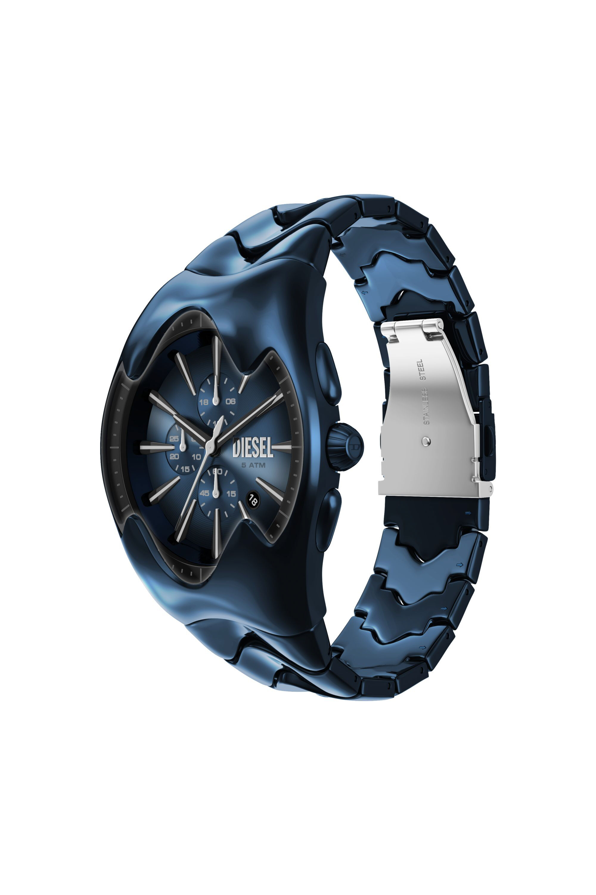 Diesel - DZ4704 WATCH, Man's Mercurial Chronograph Blue Stainless Steel Watch in Black/Blue - 7