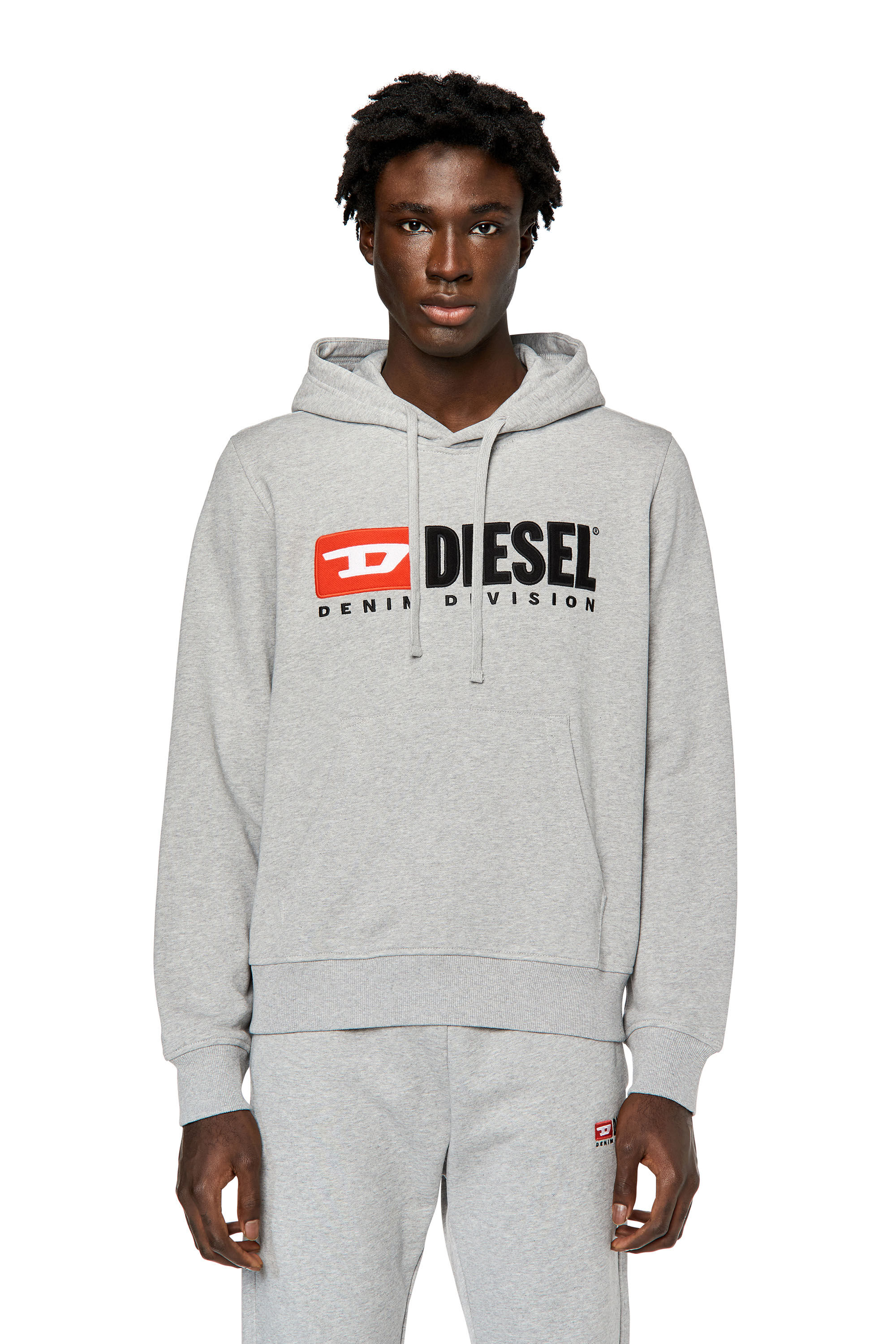Diesel - S-GINN-HOOD-DIV, Man Hoodie with logo appliqué in Grey - Image 3