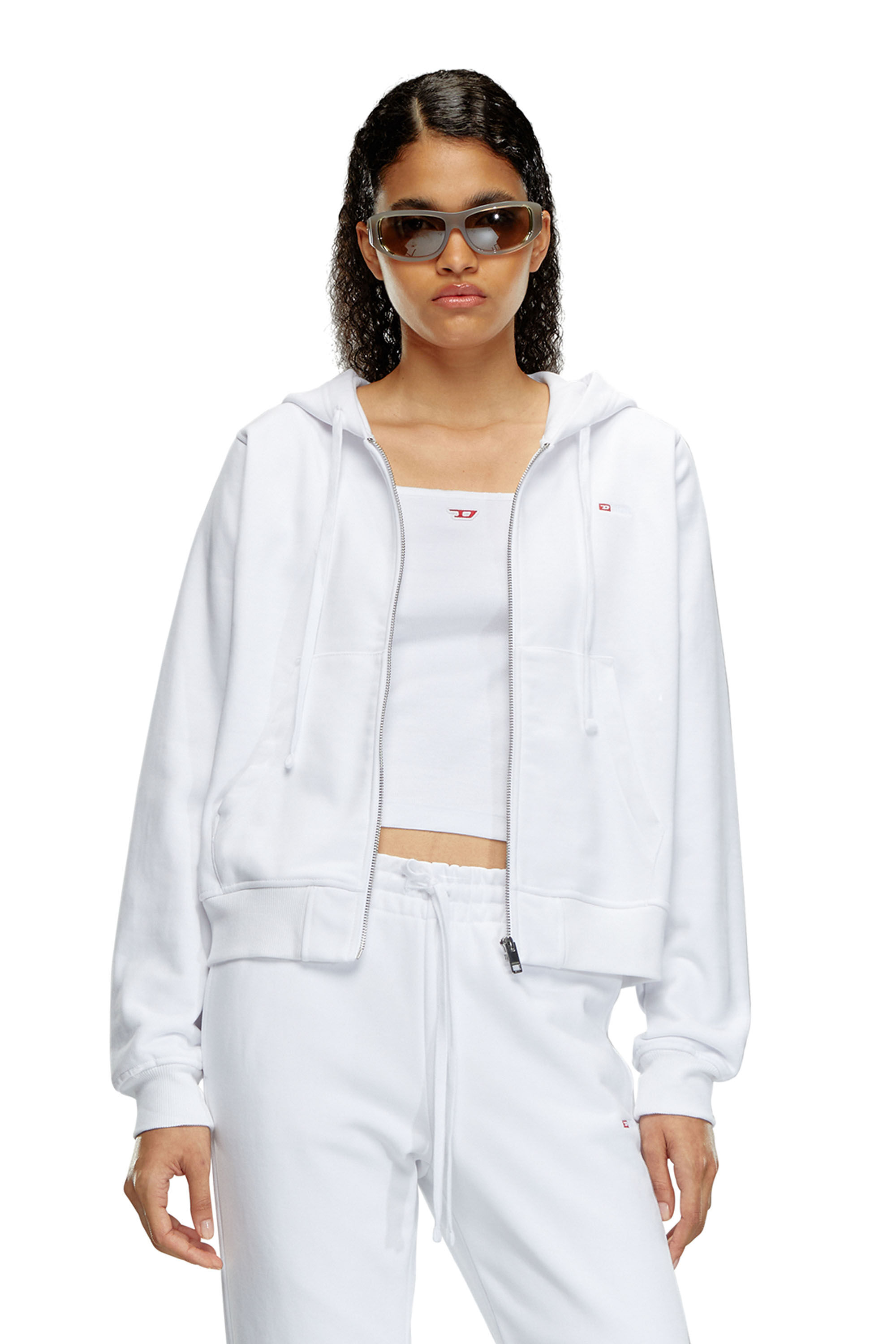 Diesel - F-REGGY-HOOD-ZIP-MICRODIV, Woman Hoodie with embroidered micro logo in White - Image 3