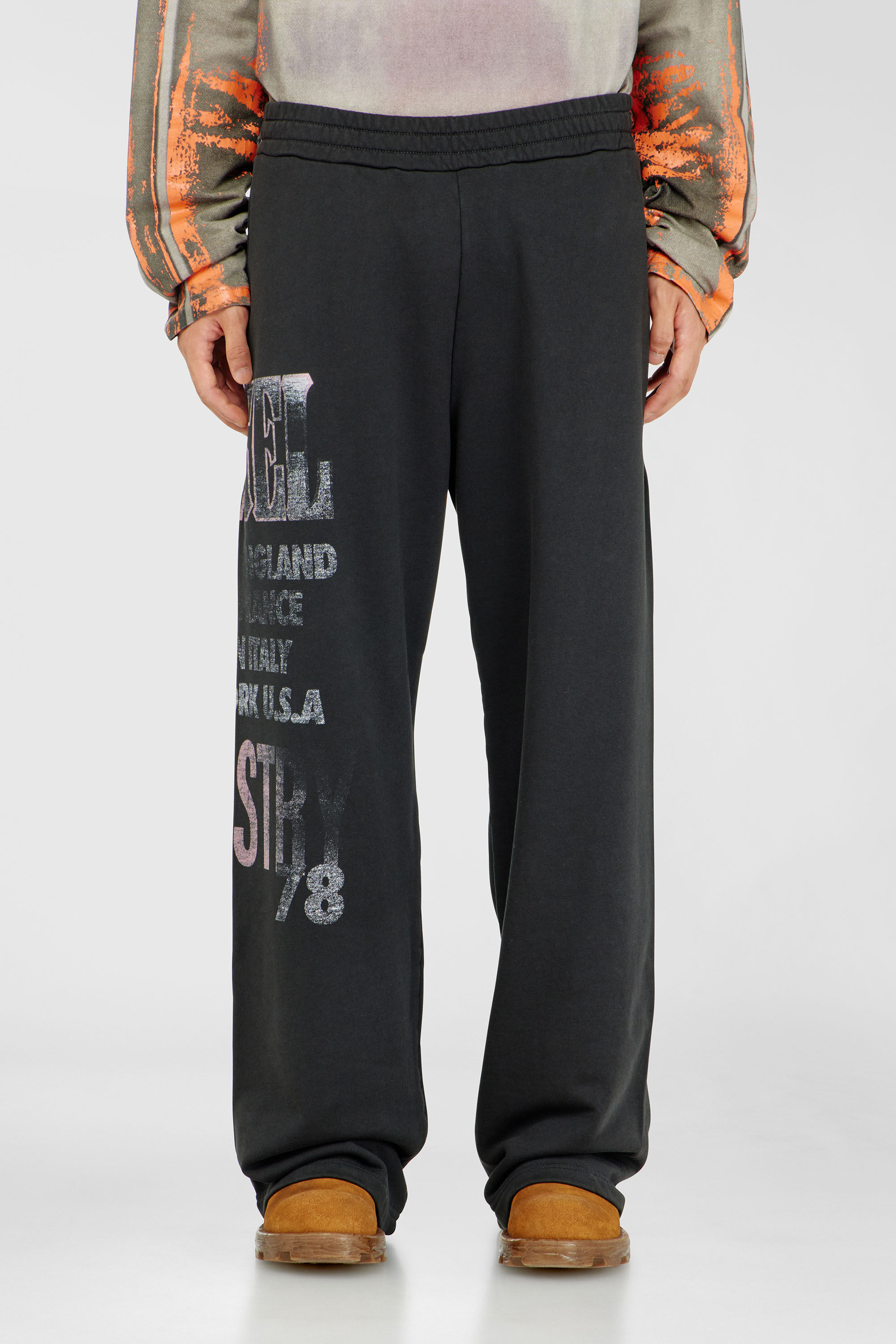 Diesel - P-ILL, Man's Sweatpants with concert graphics in Black - 2