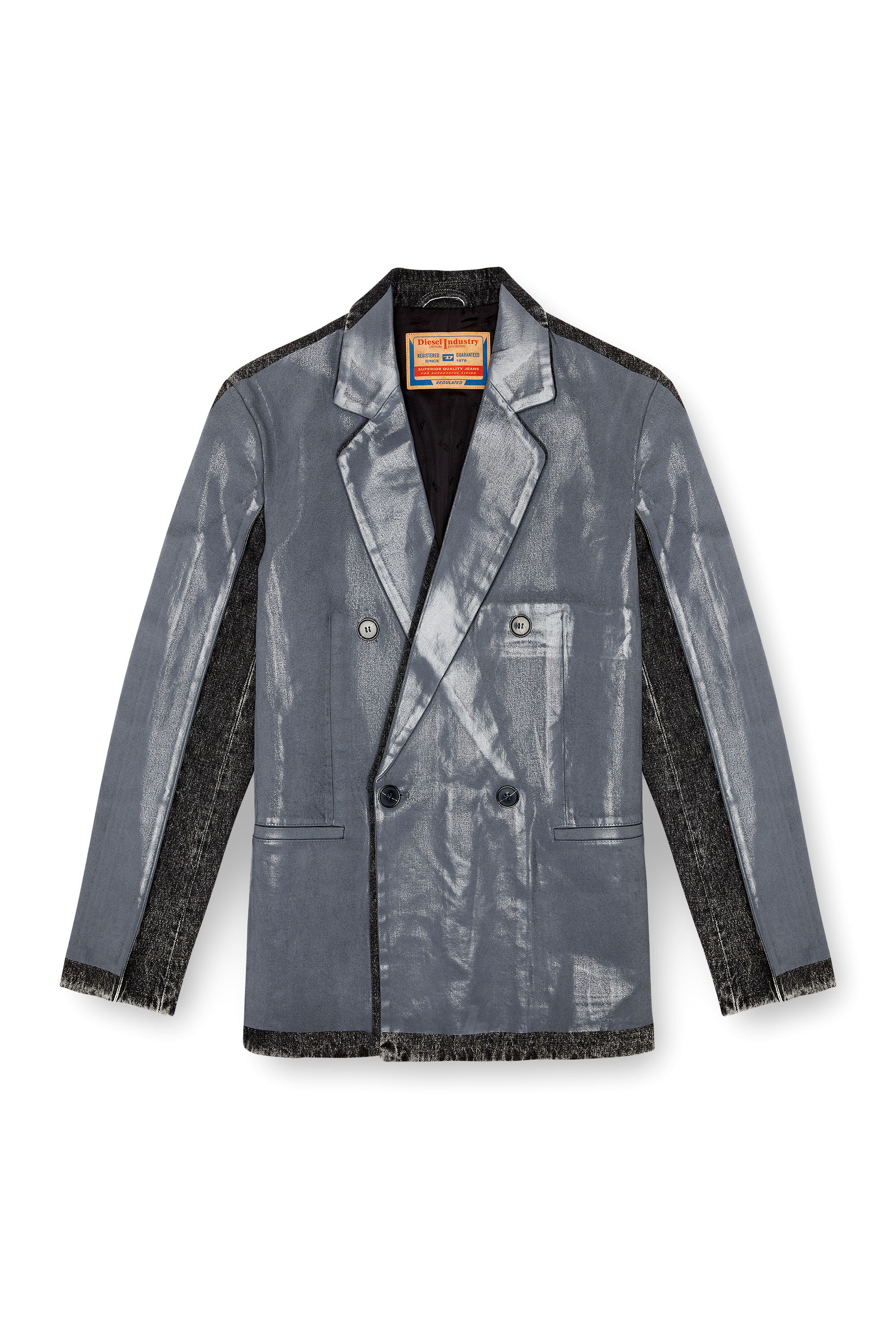 Diesel - D-KOT-FSF, Man's Denim blazer with half coating in Grey - 2