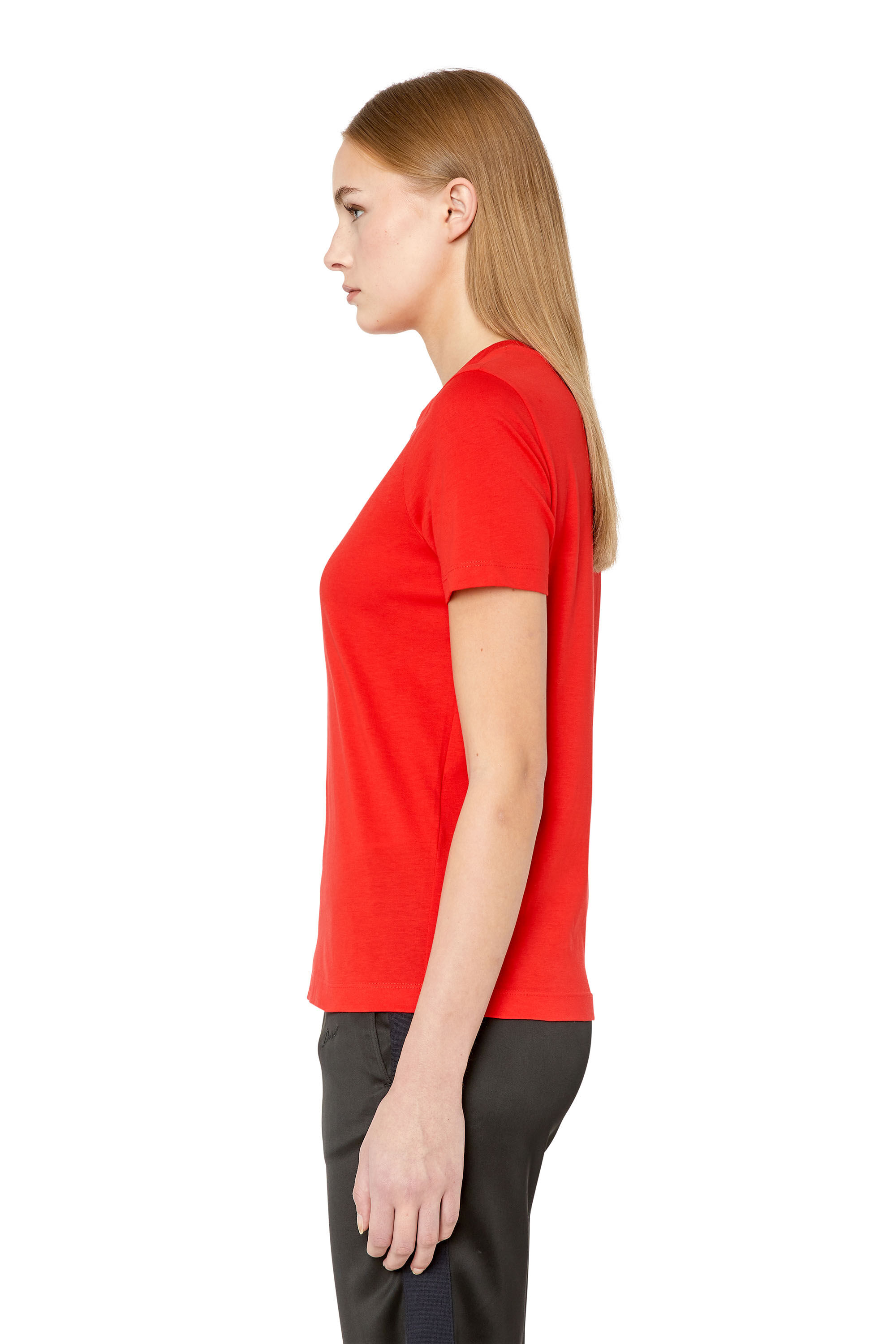 Diesel - T-REG-D, Woman T-shirt with mini logo patch in Red - Image 5