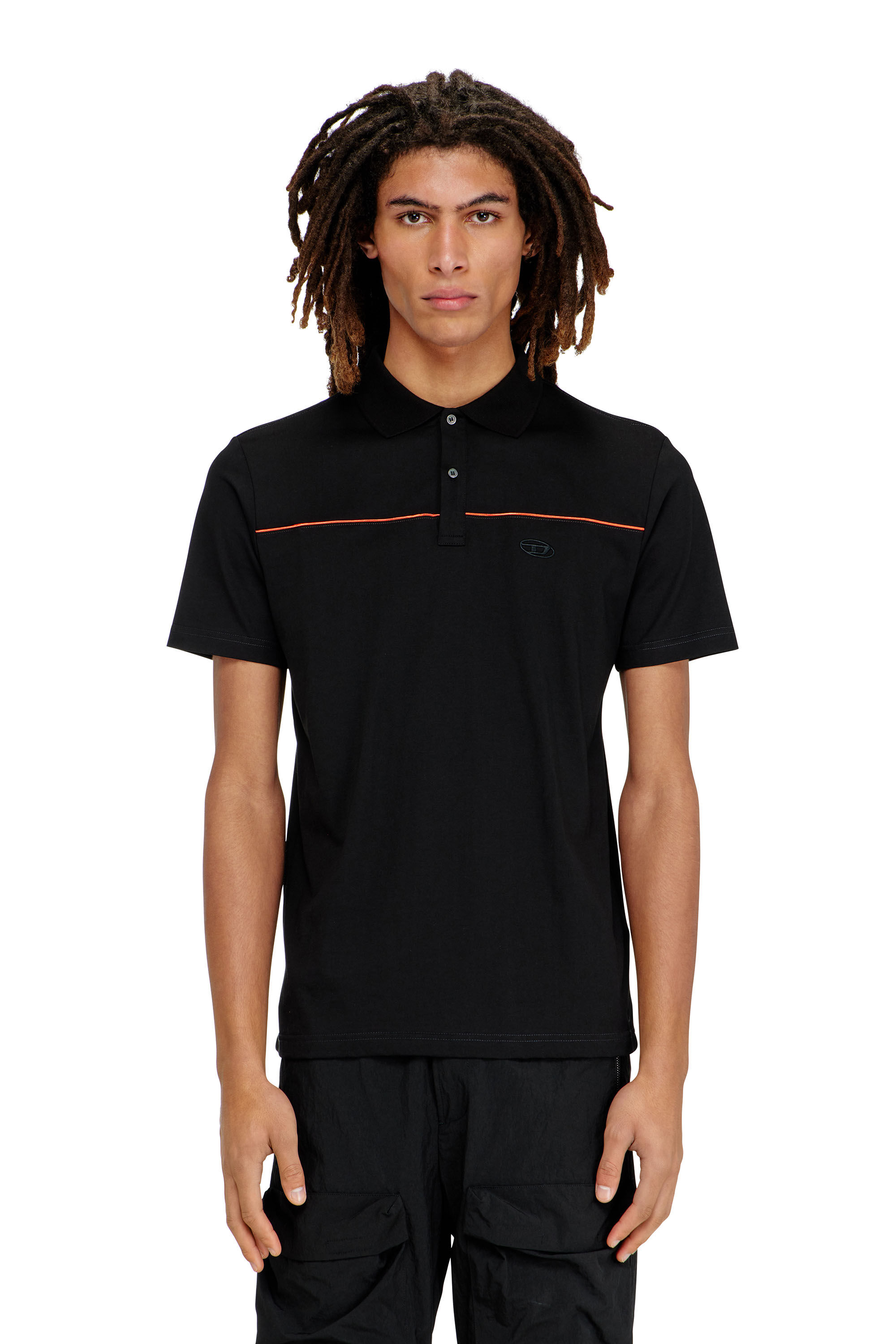 Diesel - T-REJUST-PIPING, Man's Polo shirt with contrast piping in Black - 3
